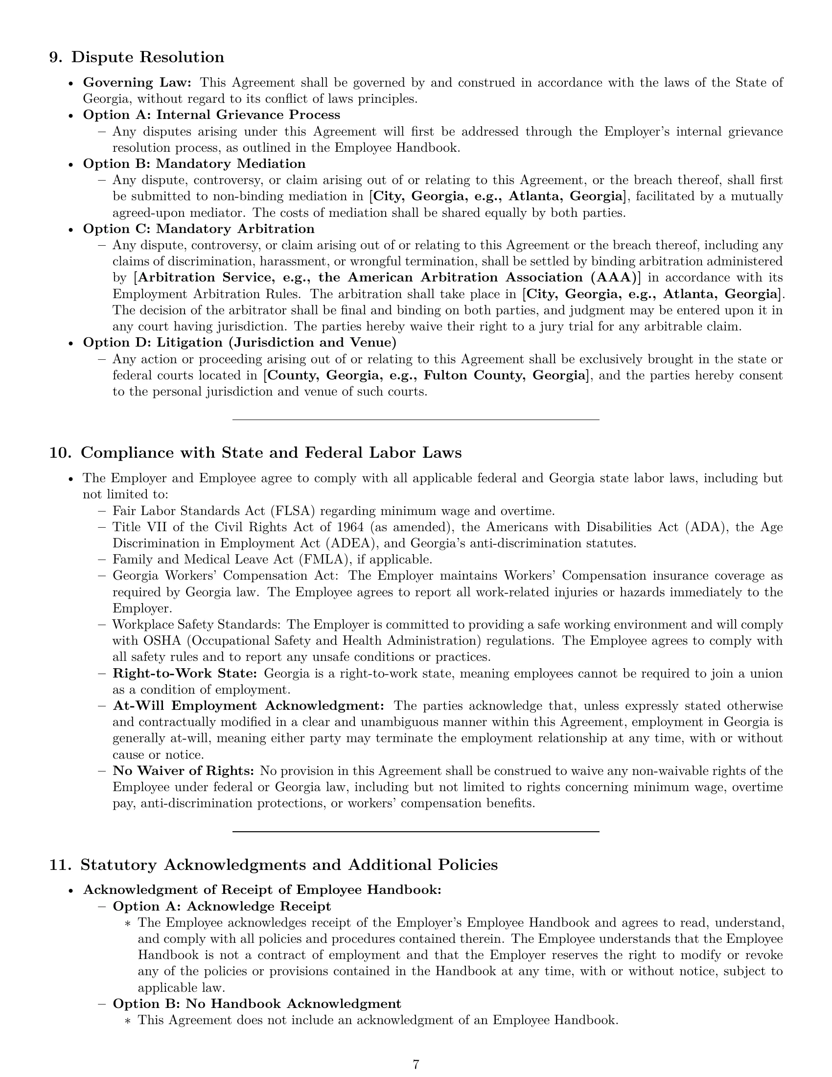 Preview page 7 of Pro Georgia employment contract template