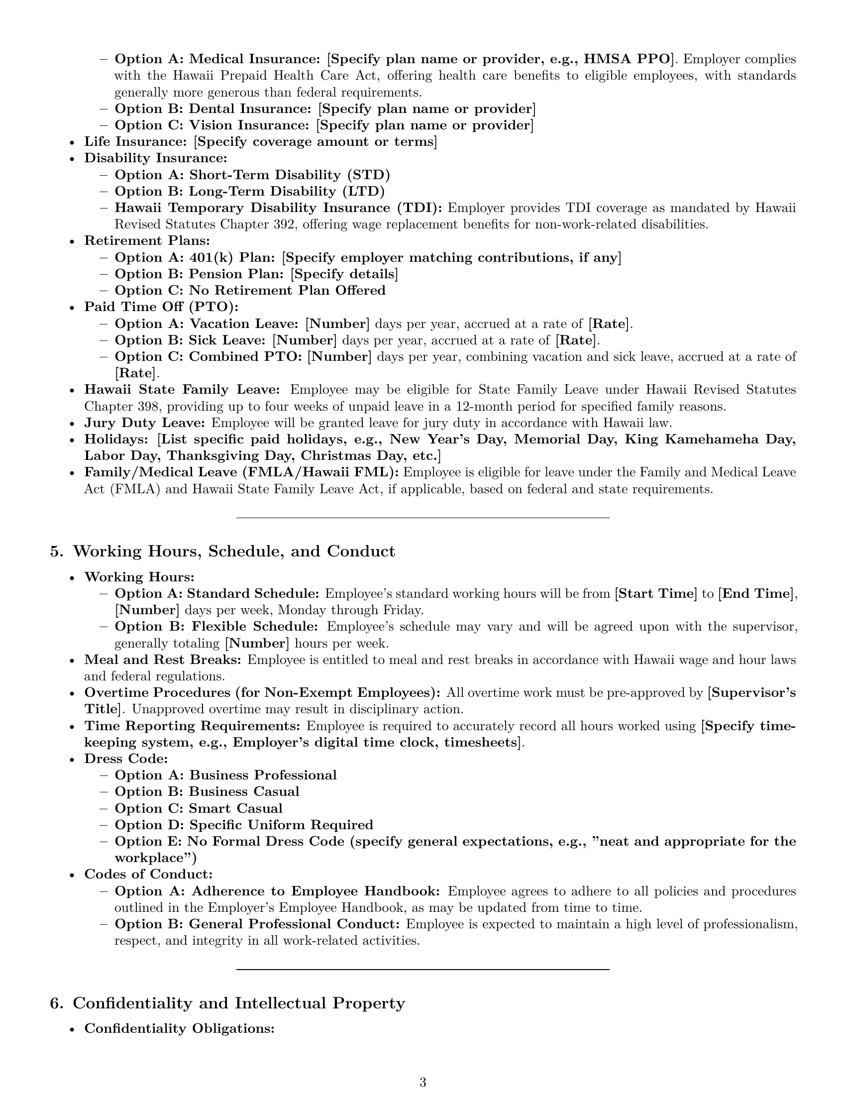 Preview page 3 of Pro Hawaii employment contract template