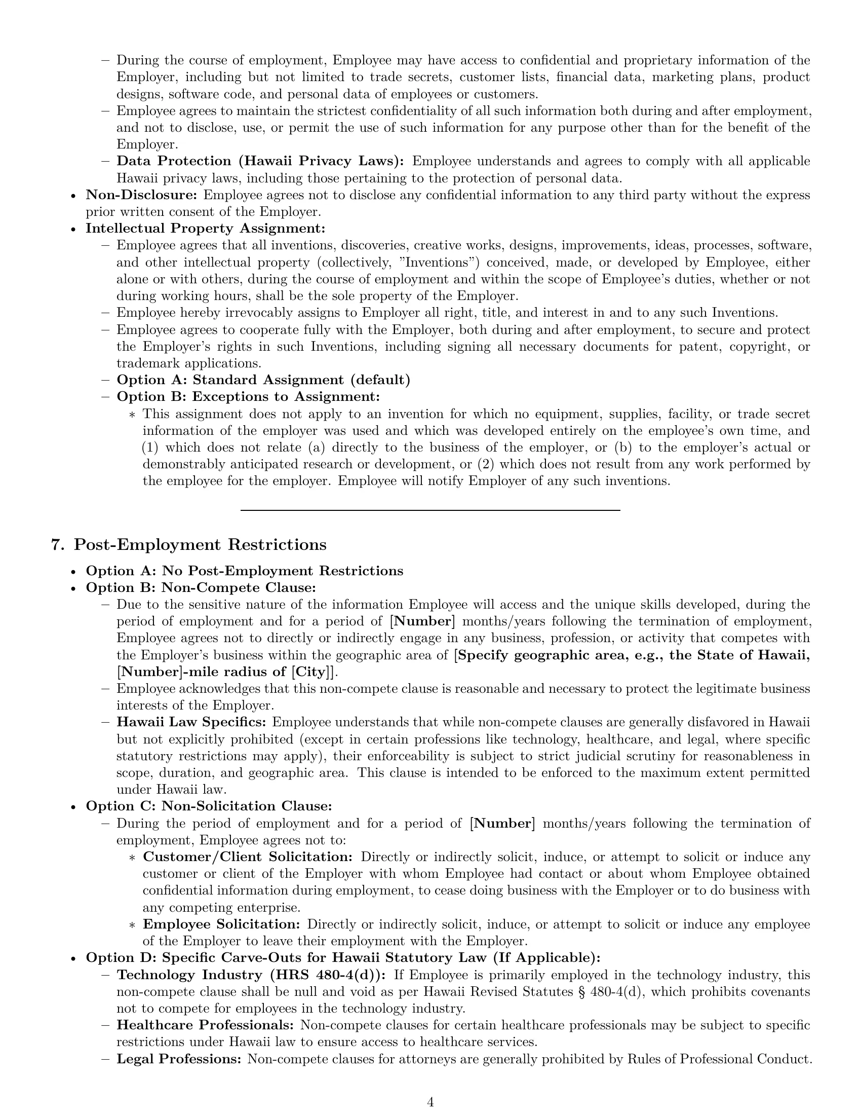 Preview page 4 of Pro Hawaii employment contract template