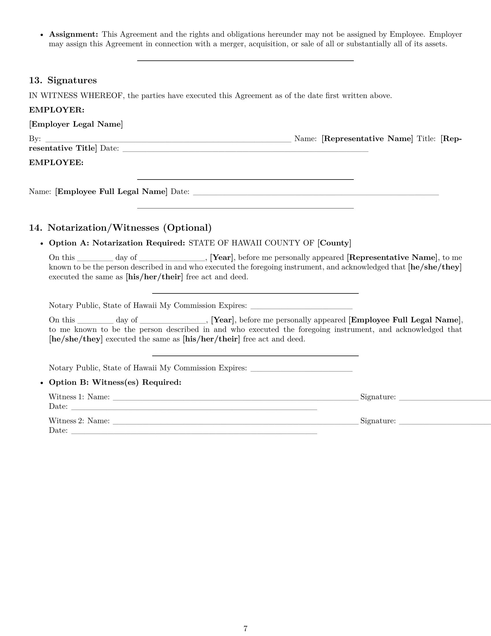Preview page 7 of Pro Hawaii employment contract template
