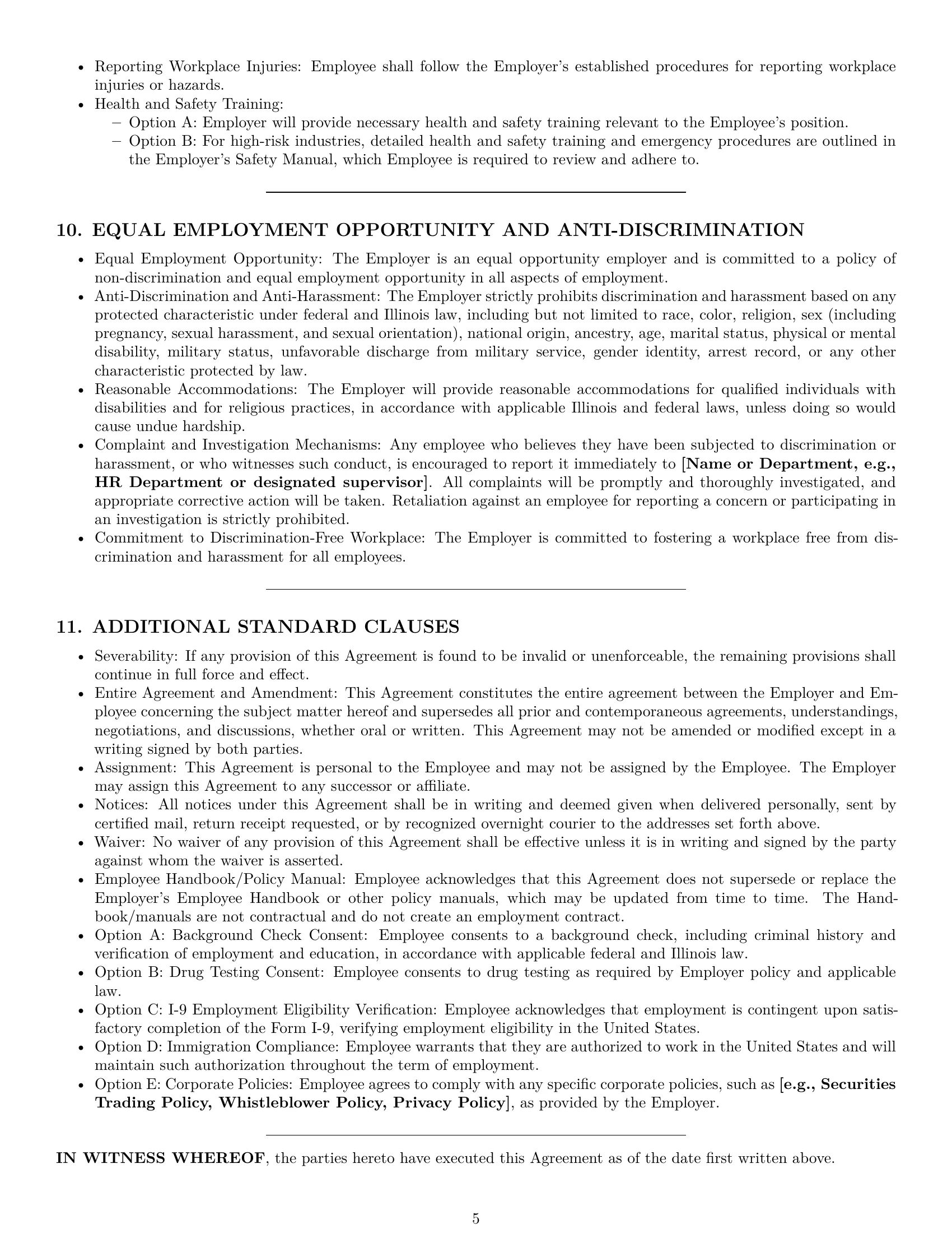 Preview page 5 of Pro Illinois employment contract template