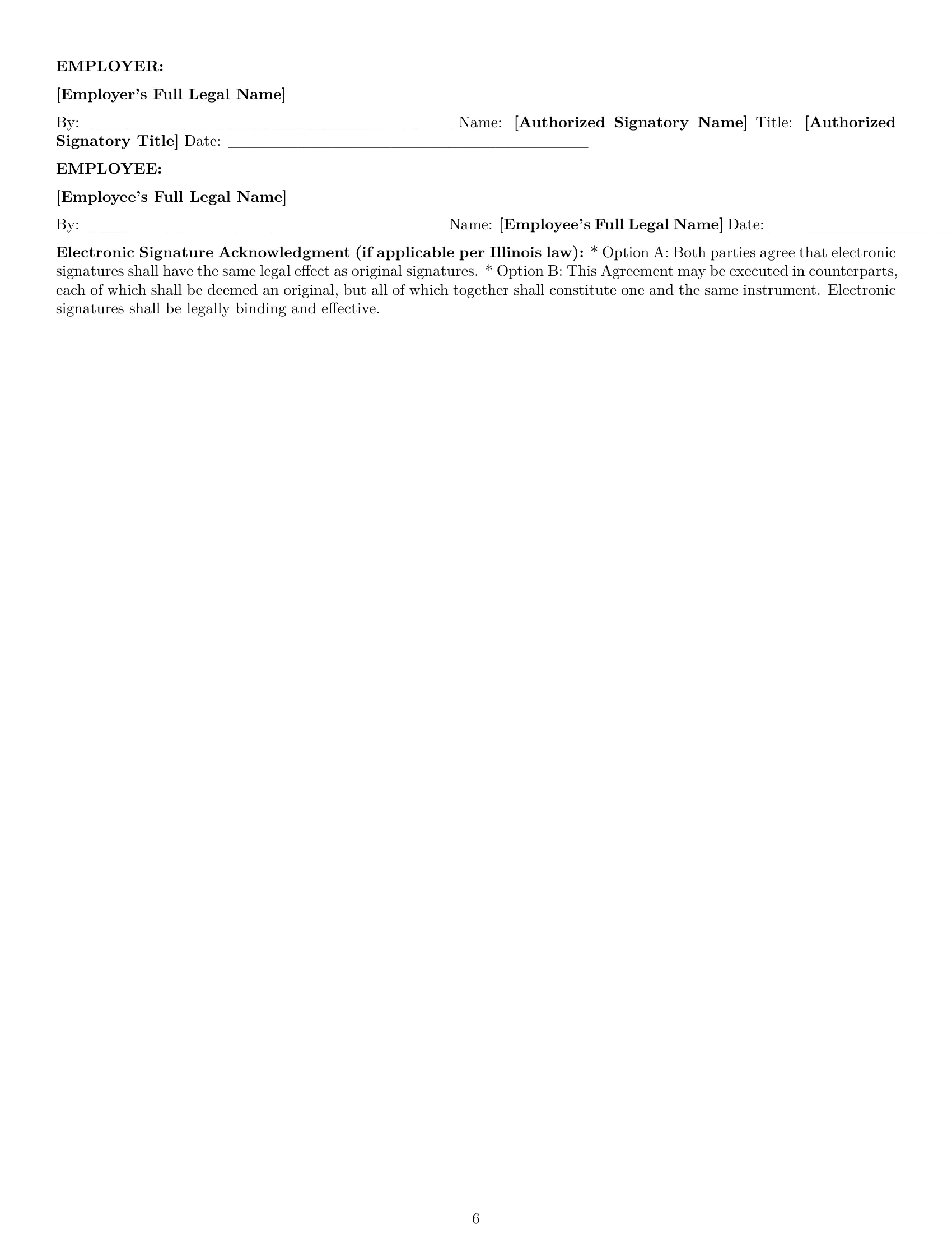 Preview page 6 of Pro Illinois employment contract template