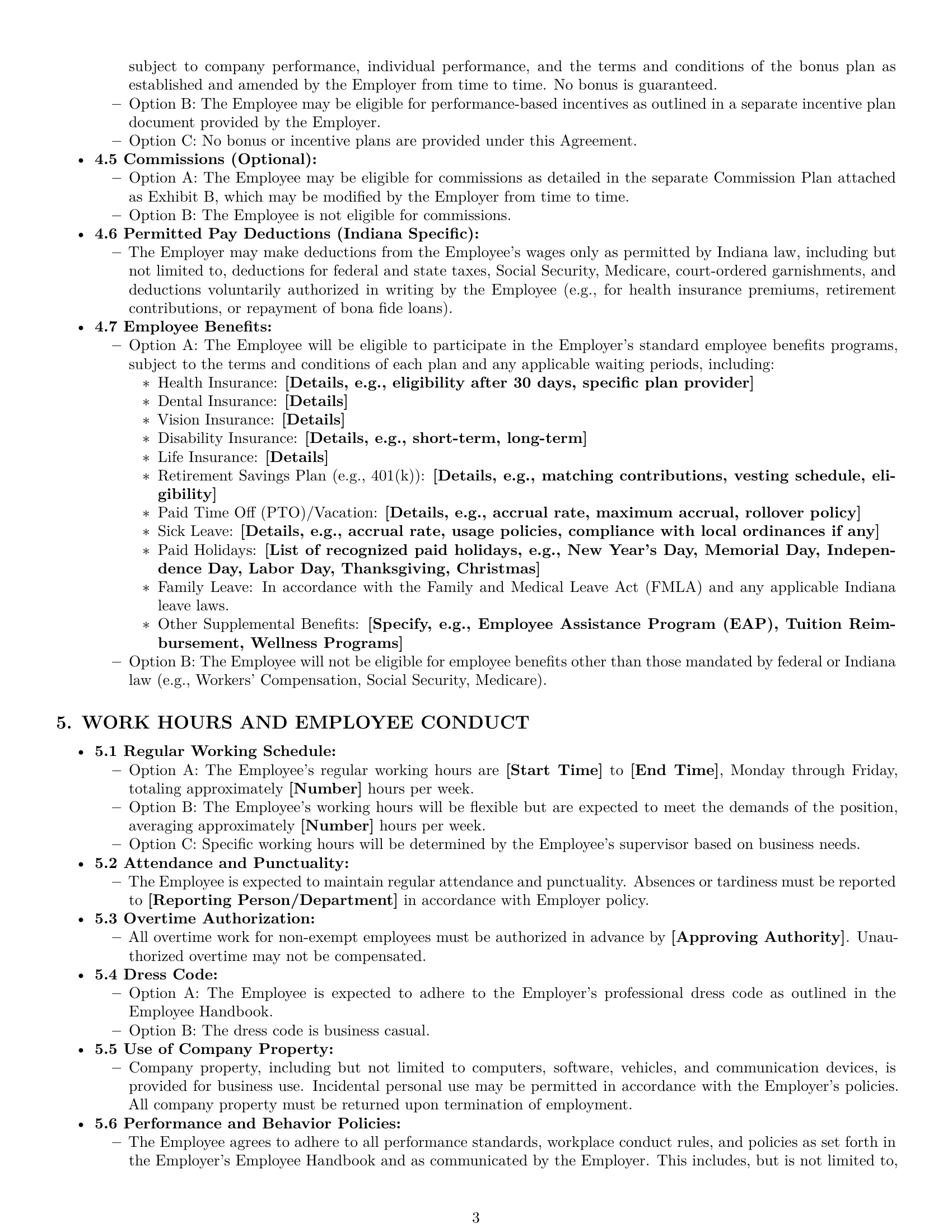 Preview page 3 of Pro Indiana employment contract template
