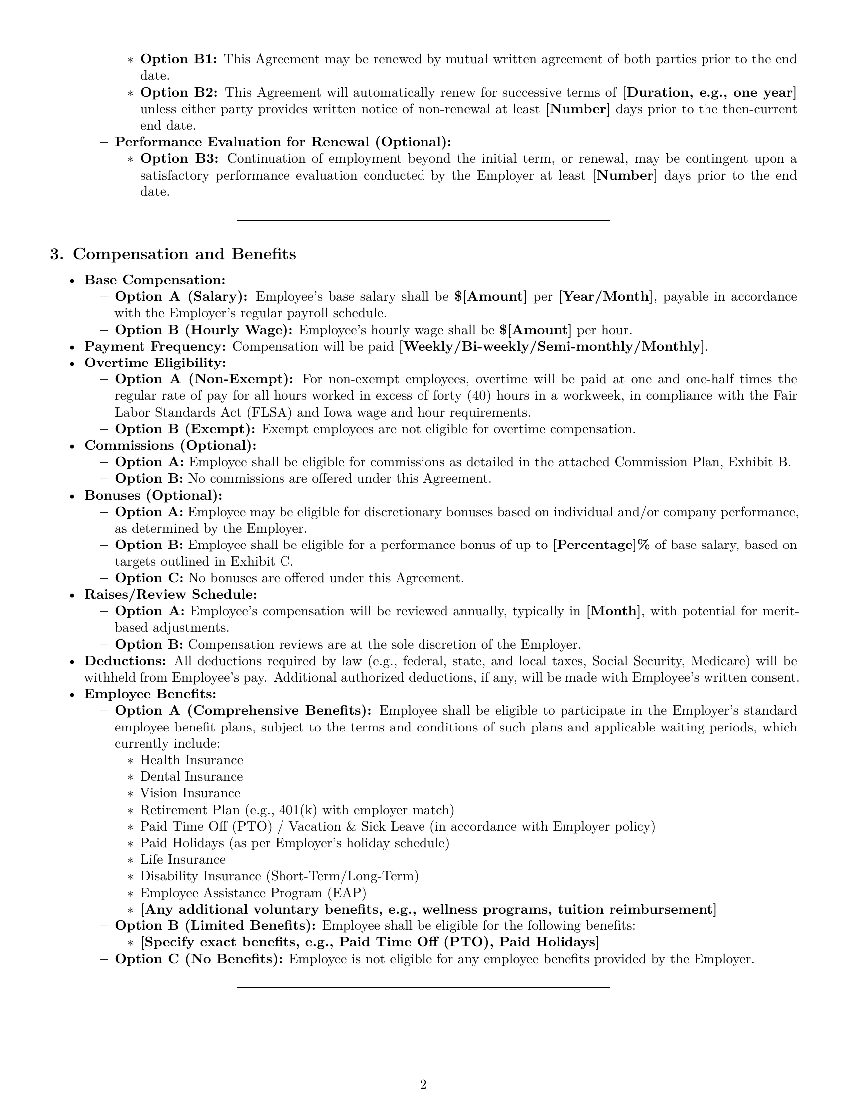 Preview page 2 of Pro Iowa employment contract template