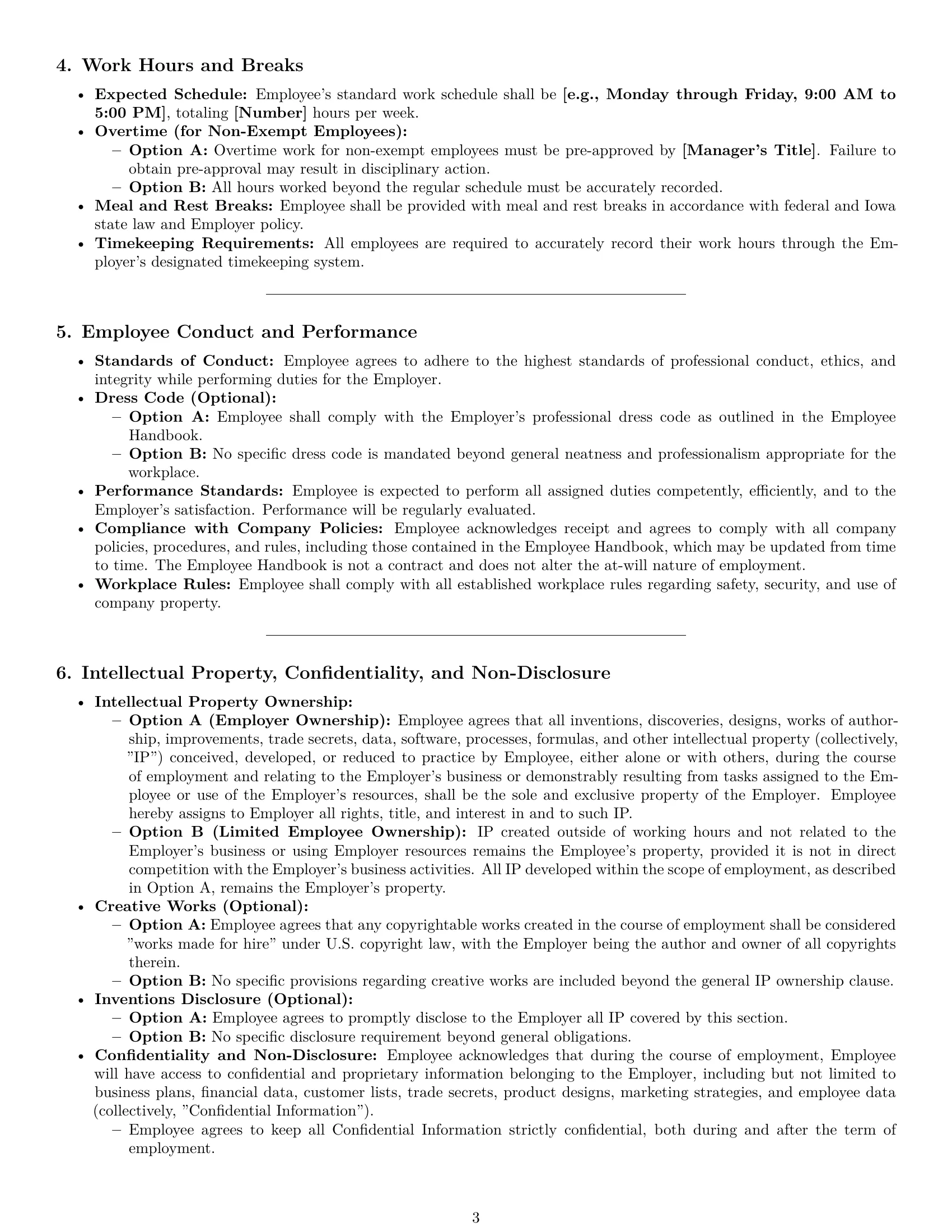 Preview page 3 of Pro Iowa employment contract template