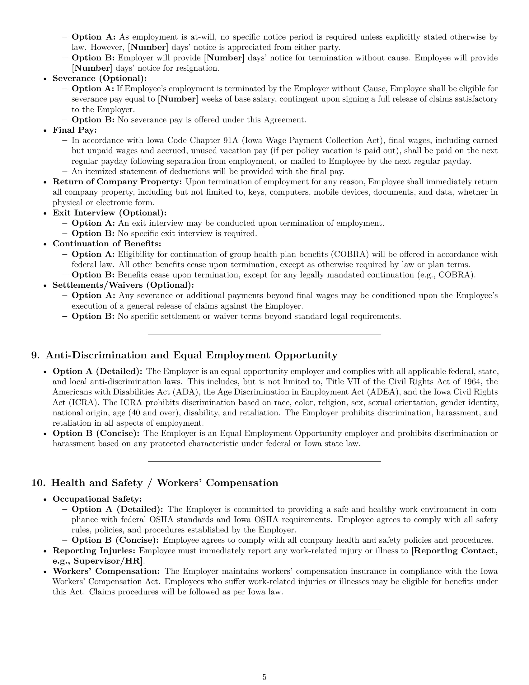 Preview page 5 of Pro Iowa employment contract template