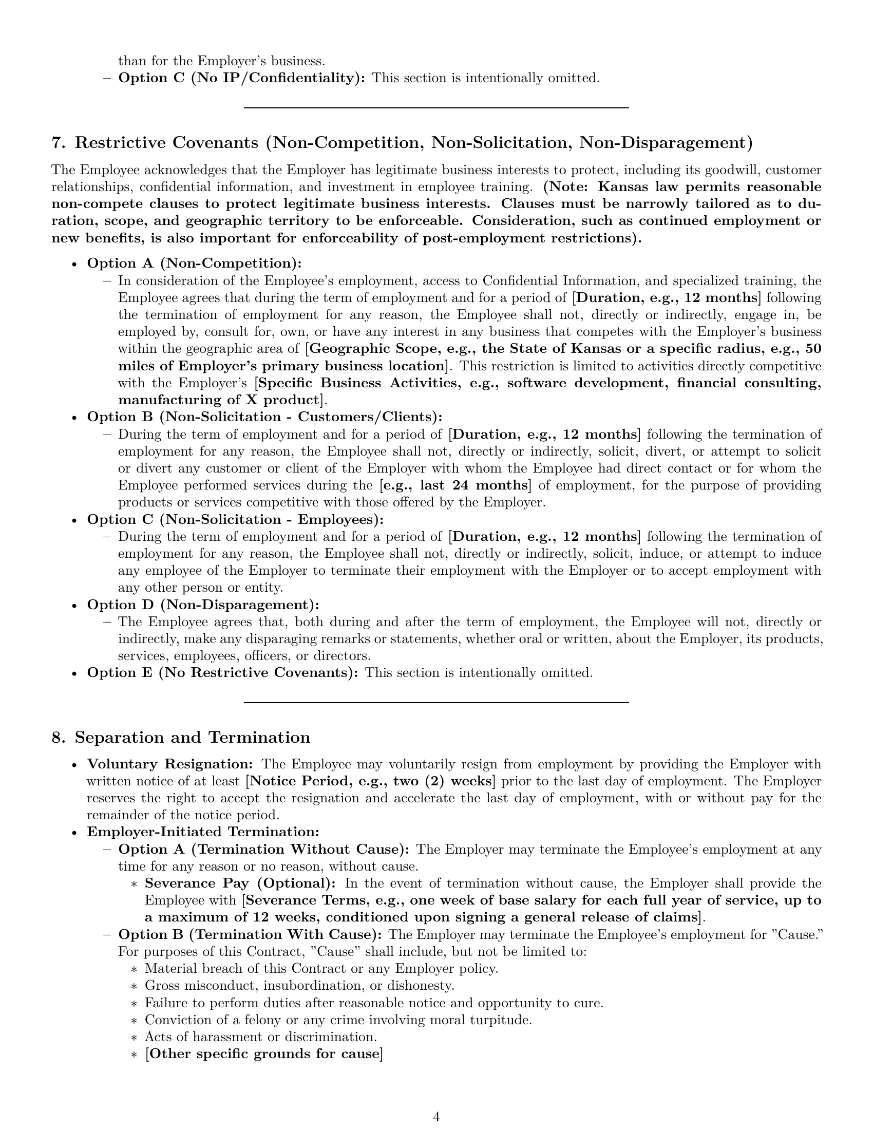 Preview page 4 of Pro Kansas employment contract template