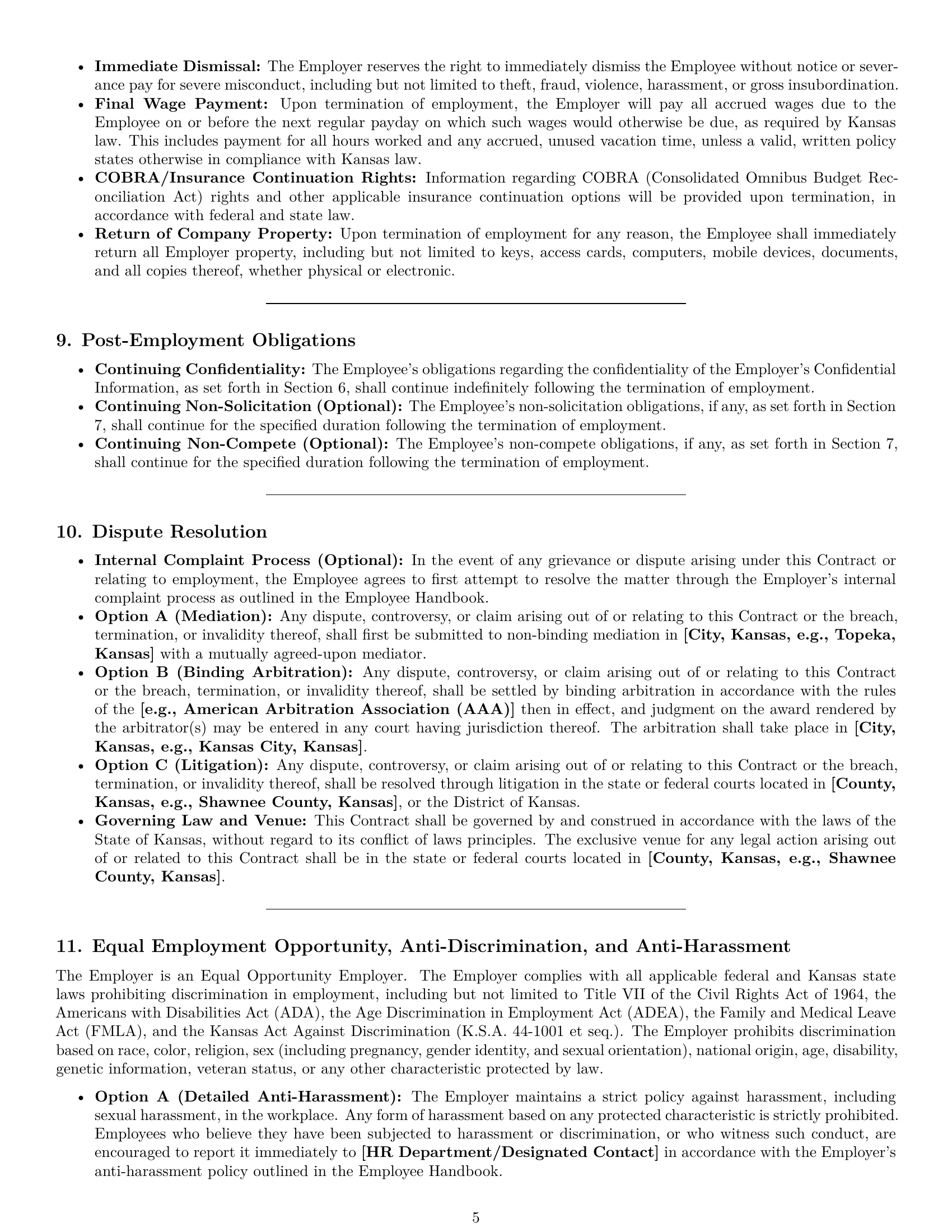 Preview page 5 of Pro Kansas employment contract template