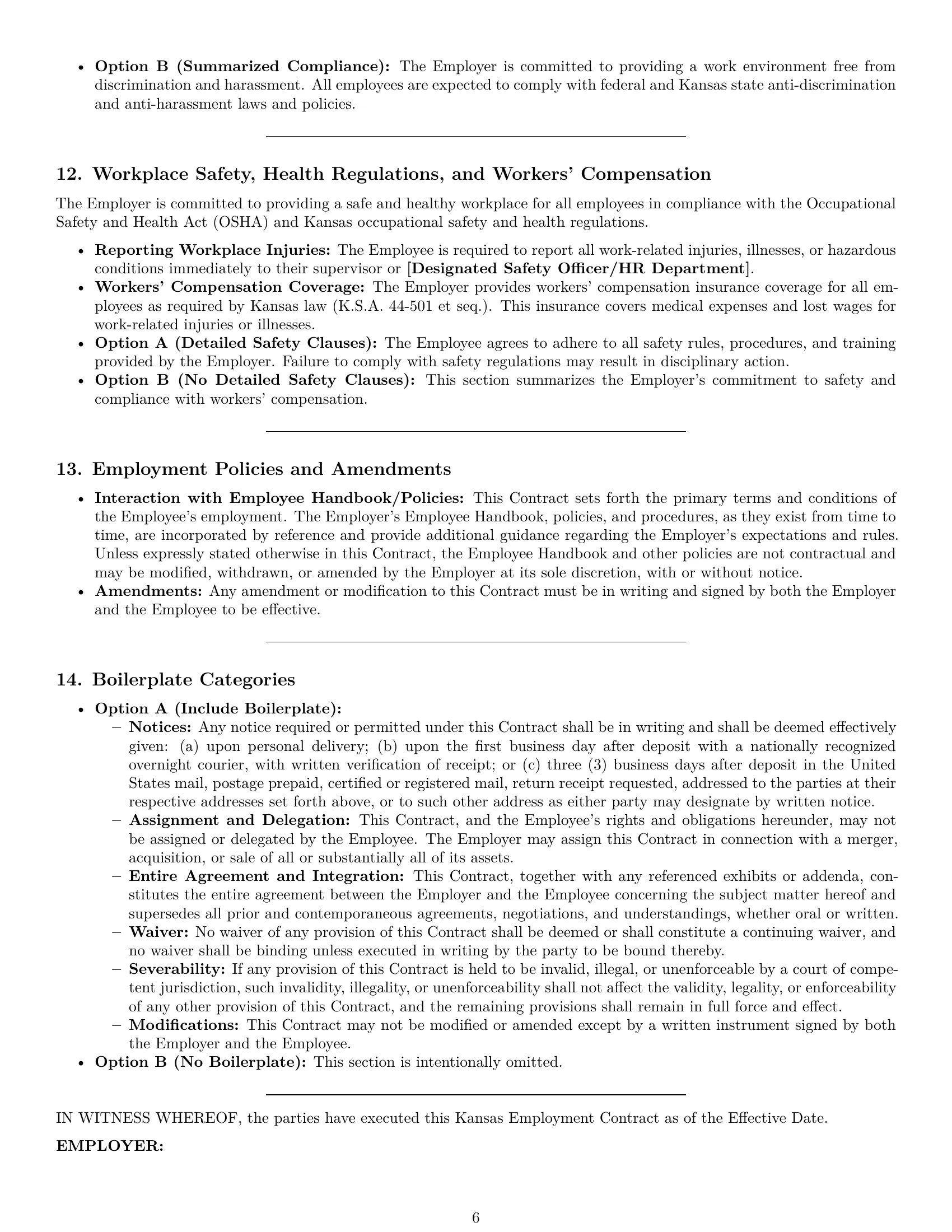 Preview page 6 of Pro Kansas employment contract template