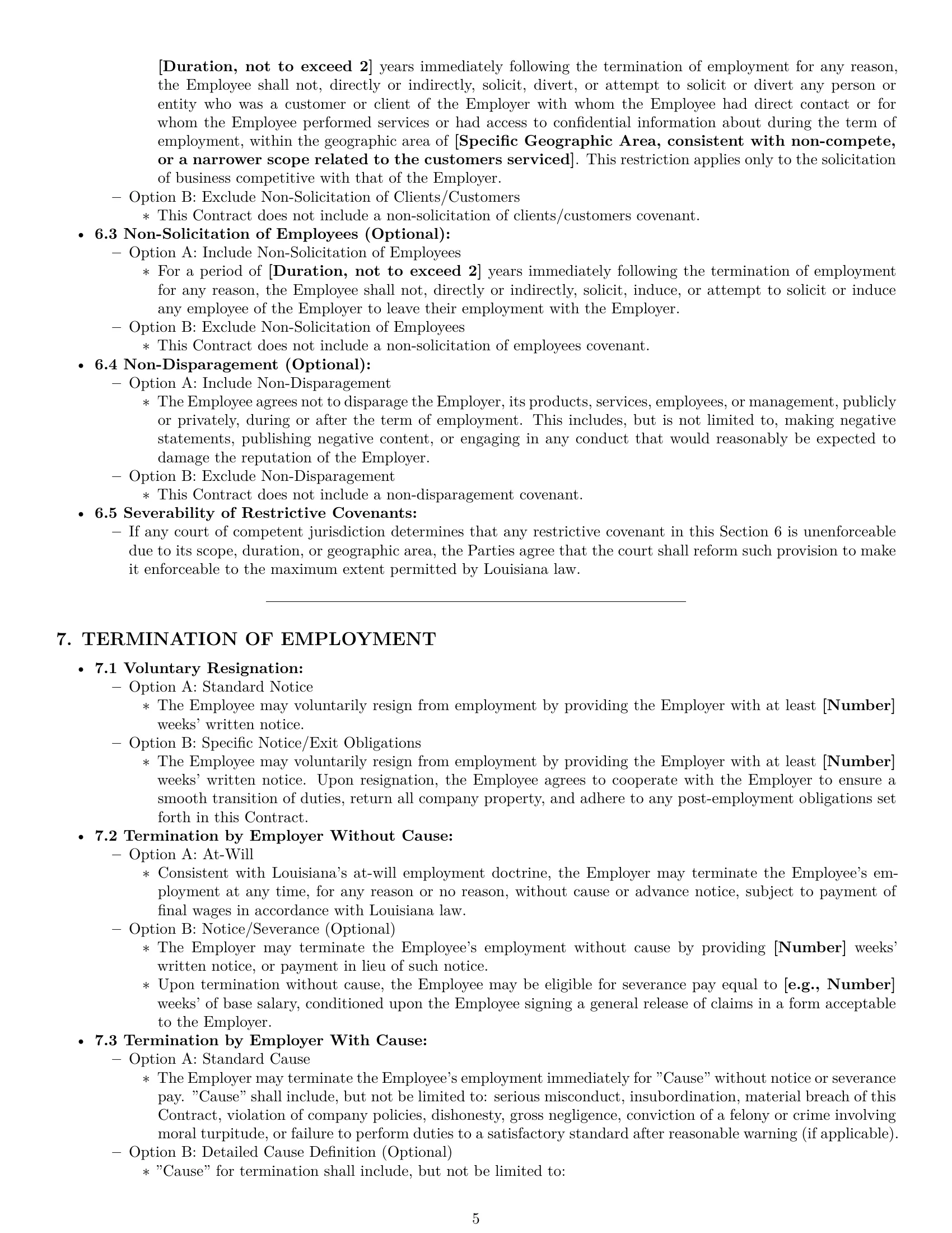 Preview page 5 of Pro Louisiana employment contract template