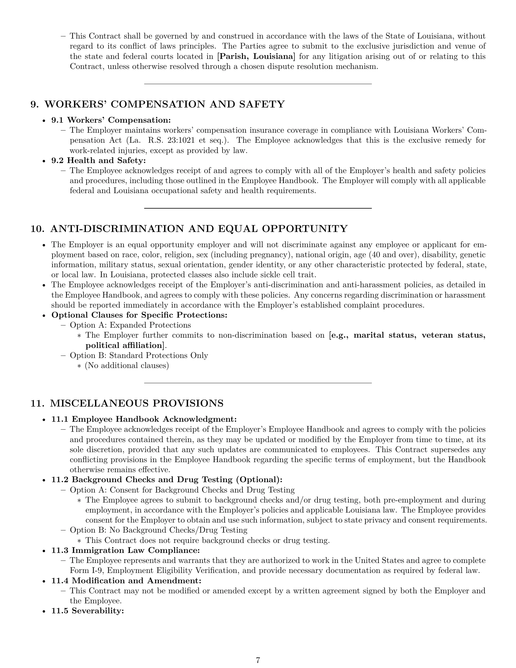 Preview page 7 of Pro Louisiana employment contract template
