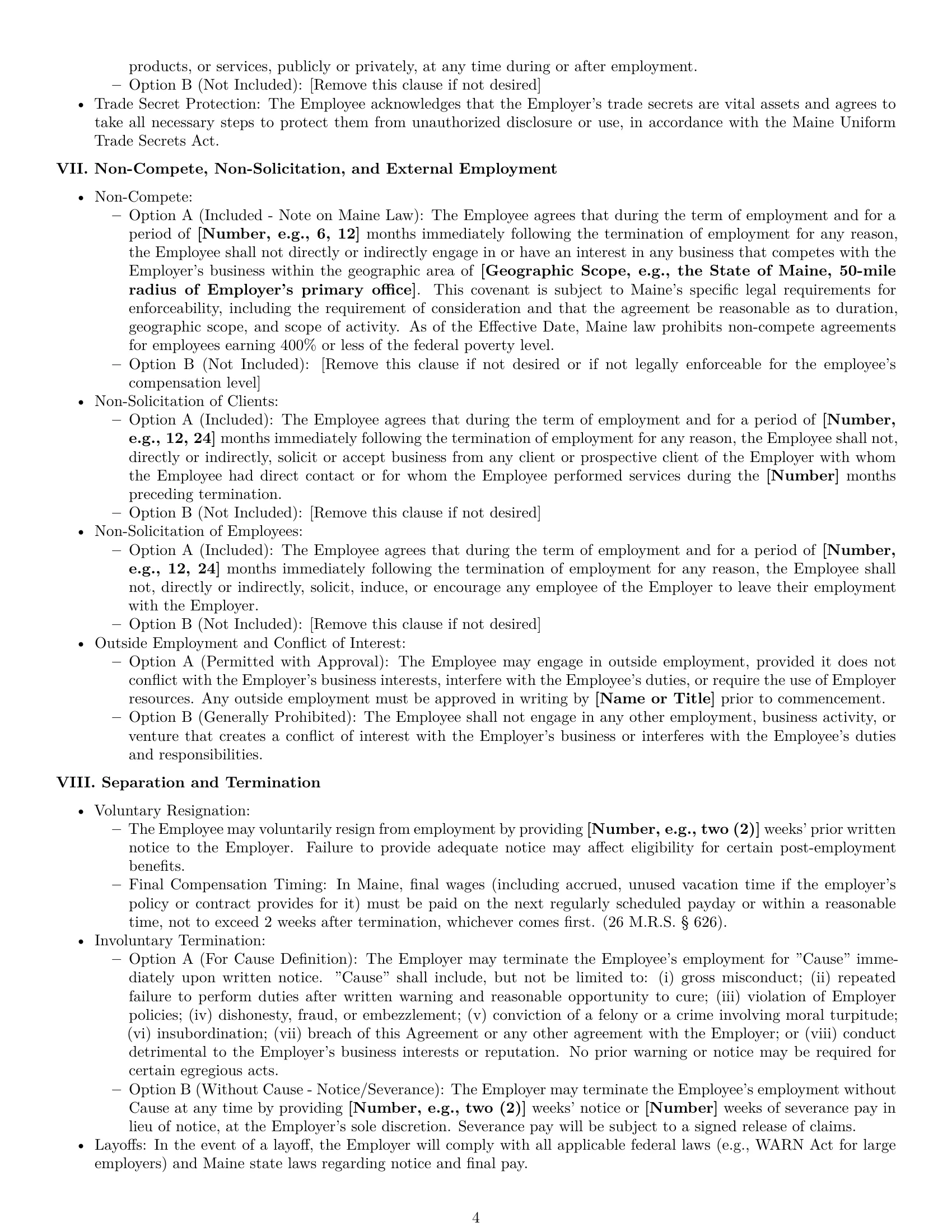 Preview page 4 of Pro Maine employment contract template