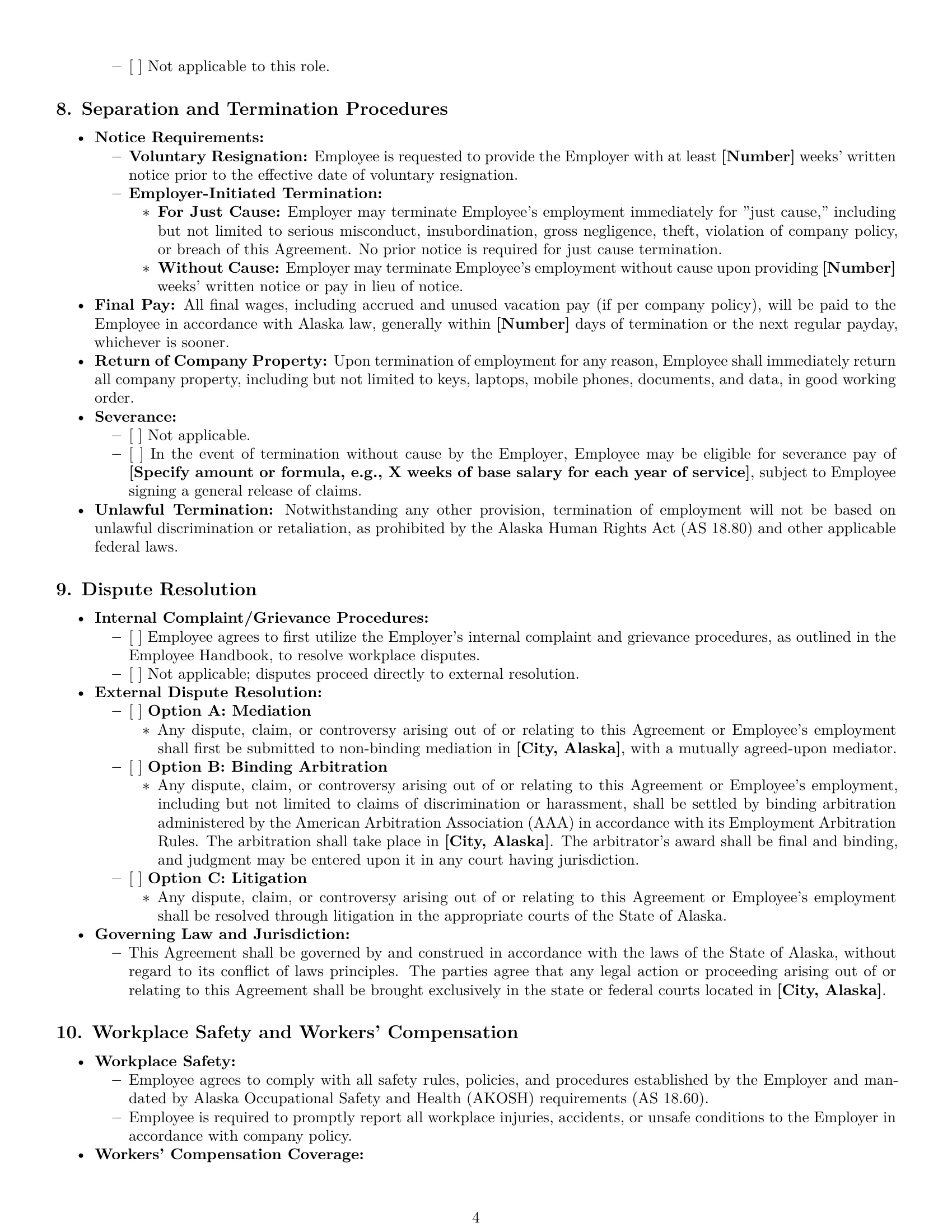Preview page 4 of Pro Alaska employment contract template