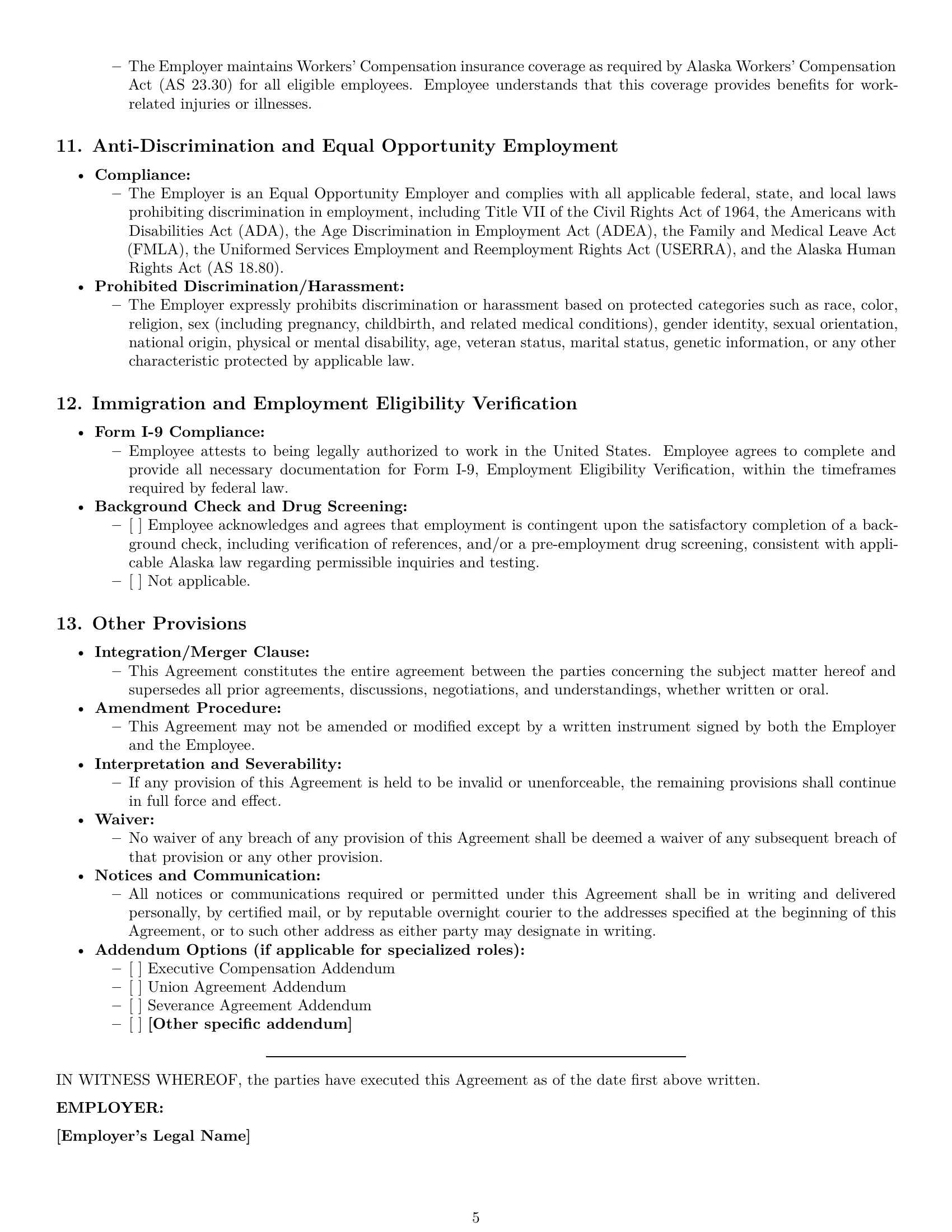 Preview page 5 of Pro Alaska employment contract template