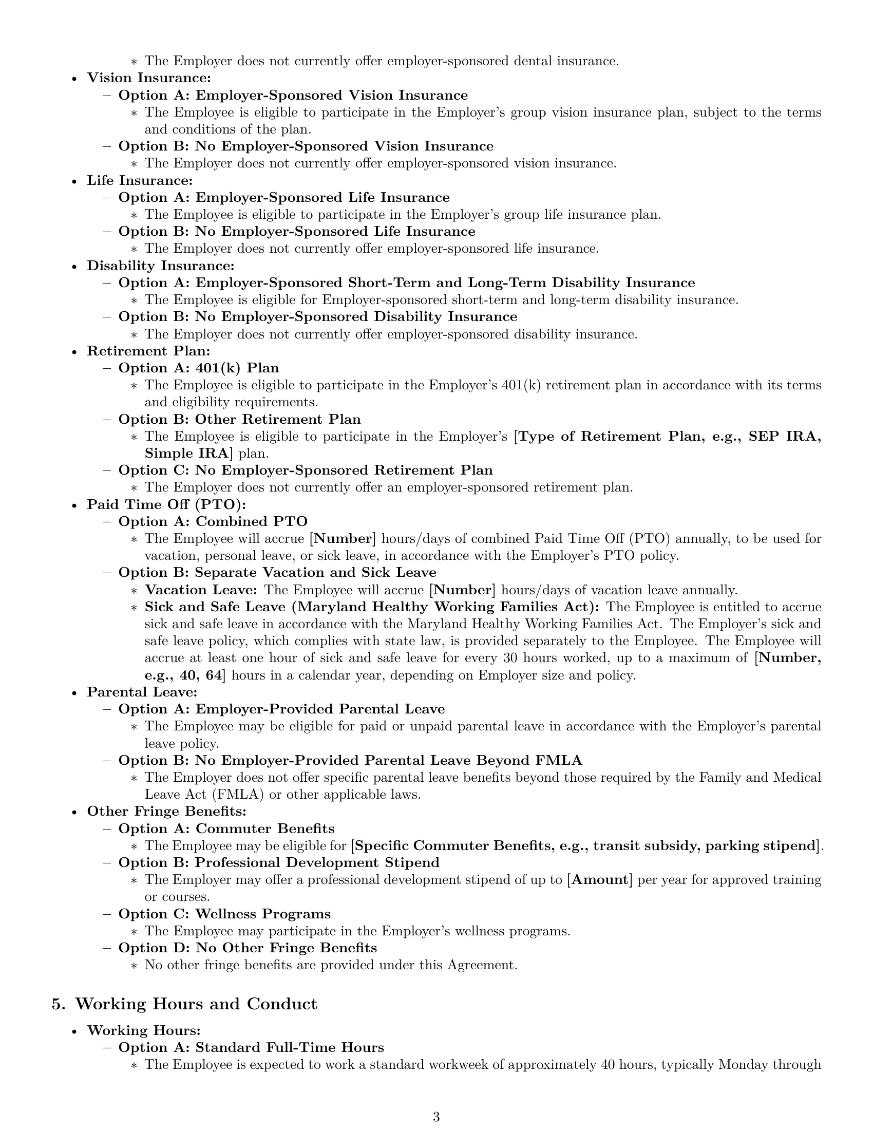 Preview page 3 of Pro Maryland employment contract template