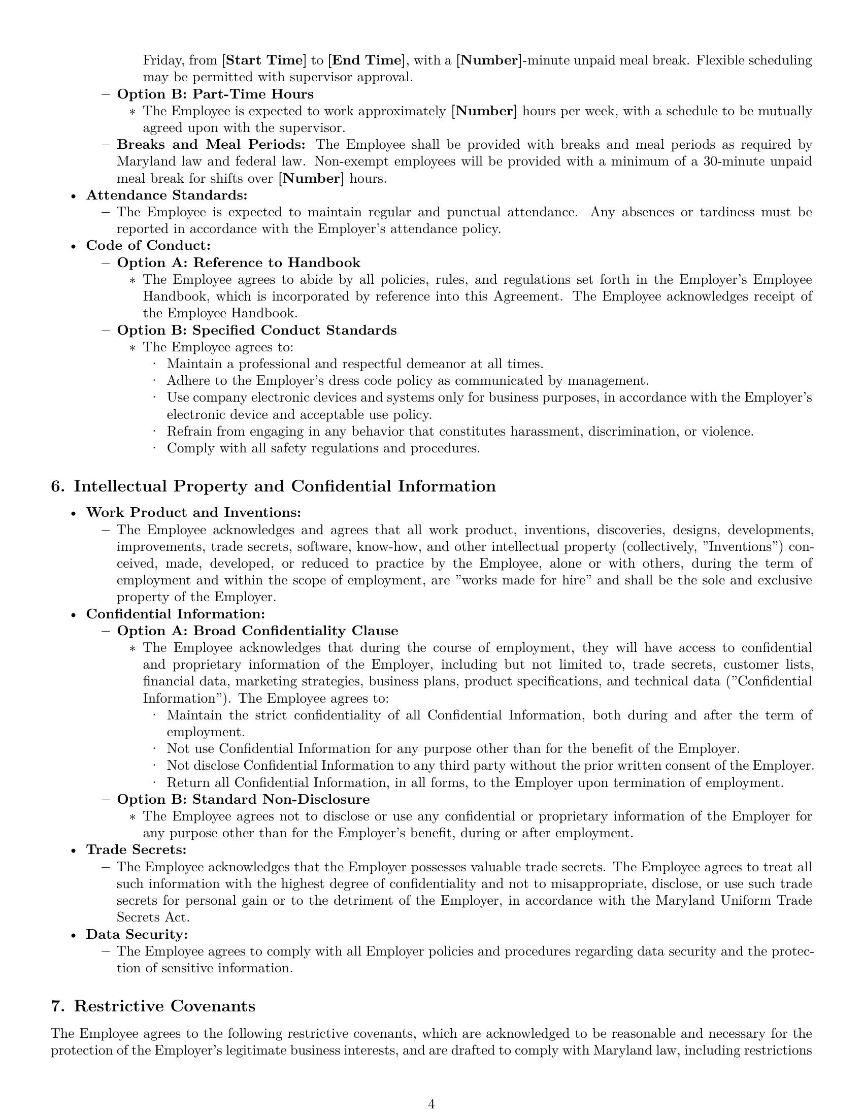 Preview page 4 of Pro Maryland employment contract template