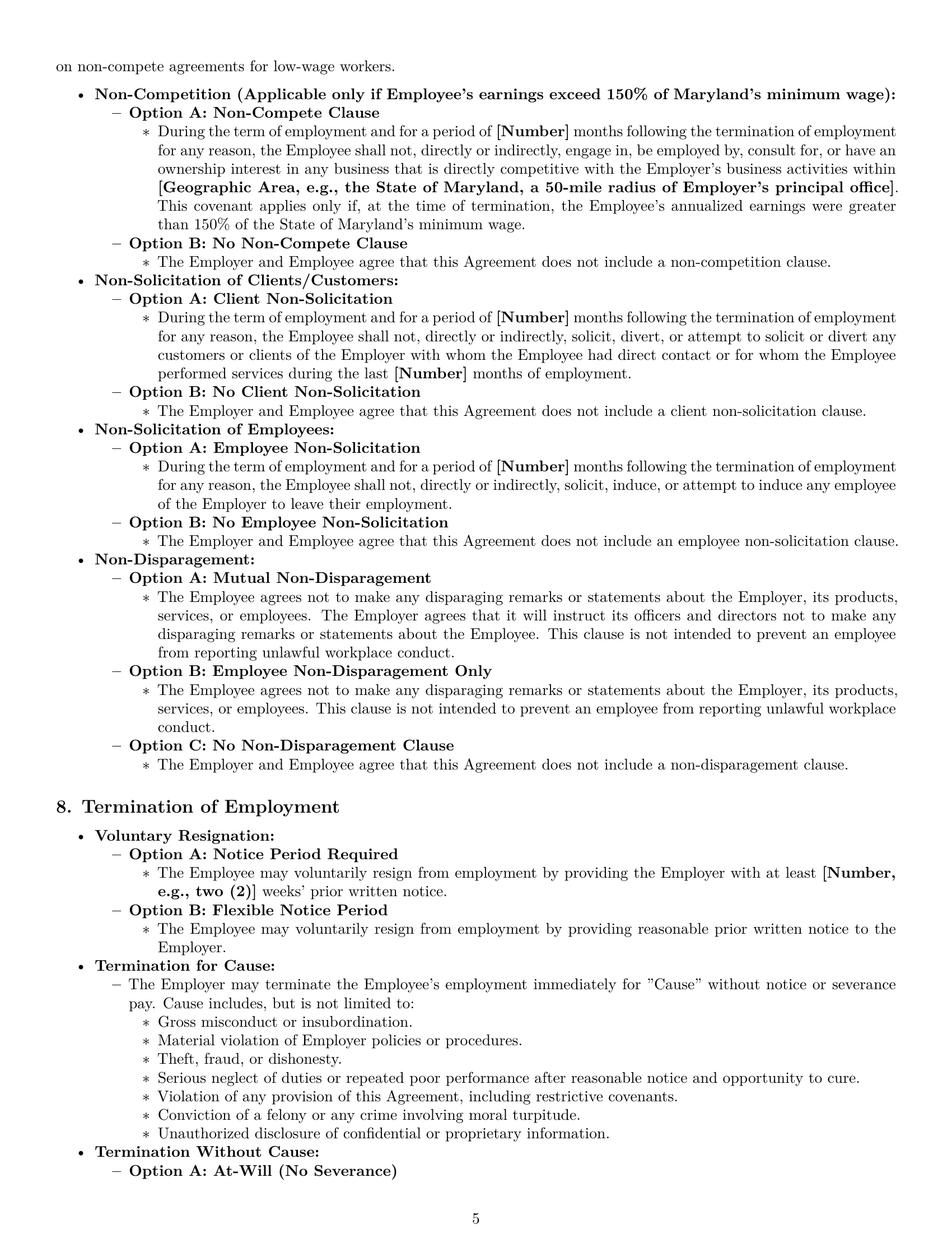 Preview page 5 of Pro Maryland employment contract template