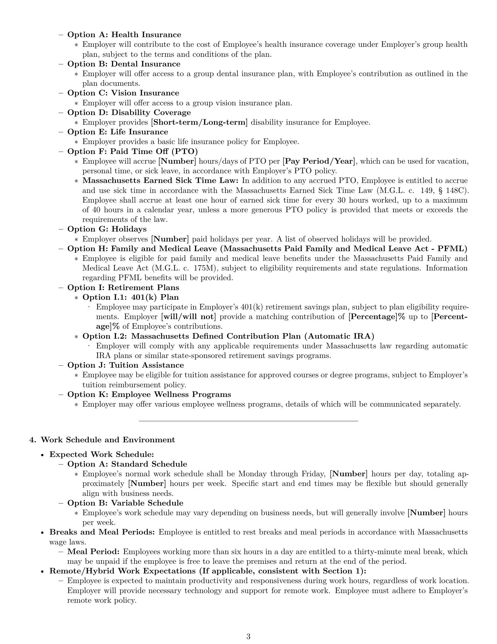 Preview page 3 of Pro Massachusetts employment contract template