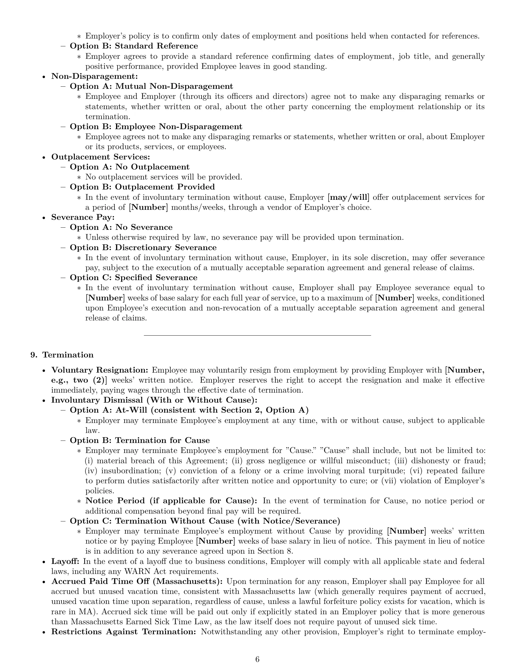 Preview page 6 of Pro Massachusetts employment contract template