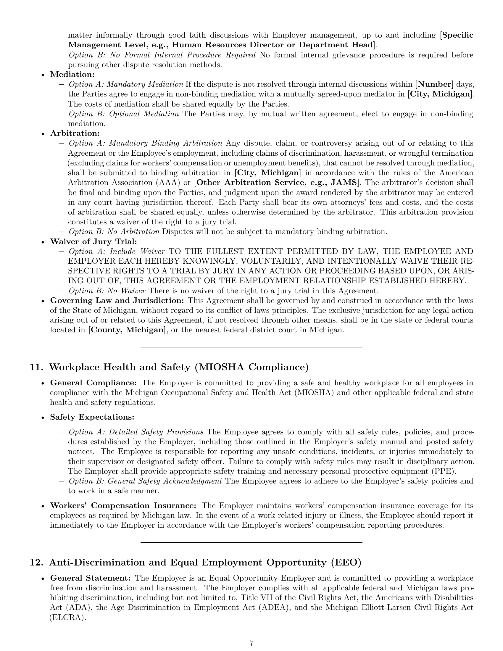 Preview page 7 of Pro Michigan employment contract template