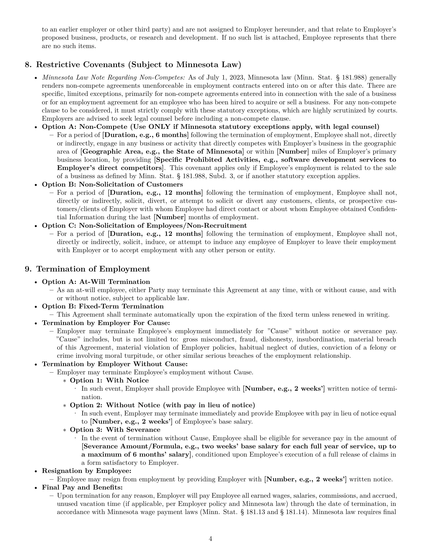 Preview page 4 of Pro Minnesota employment contract template