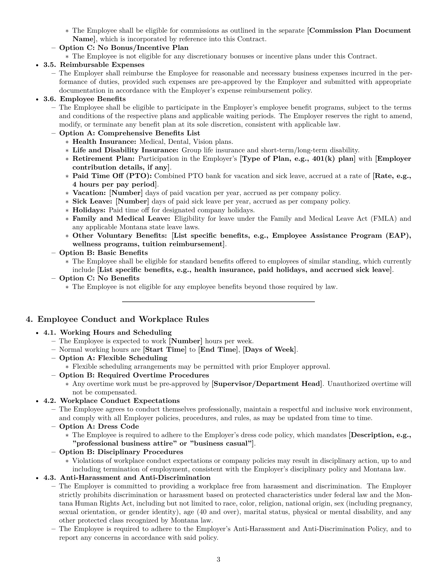 Preview page 3 of Pro Montana employment contract template