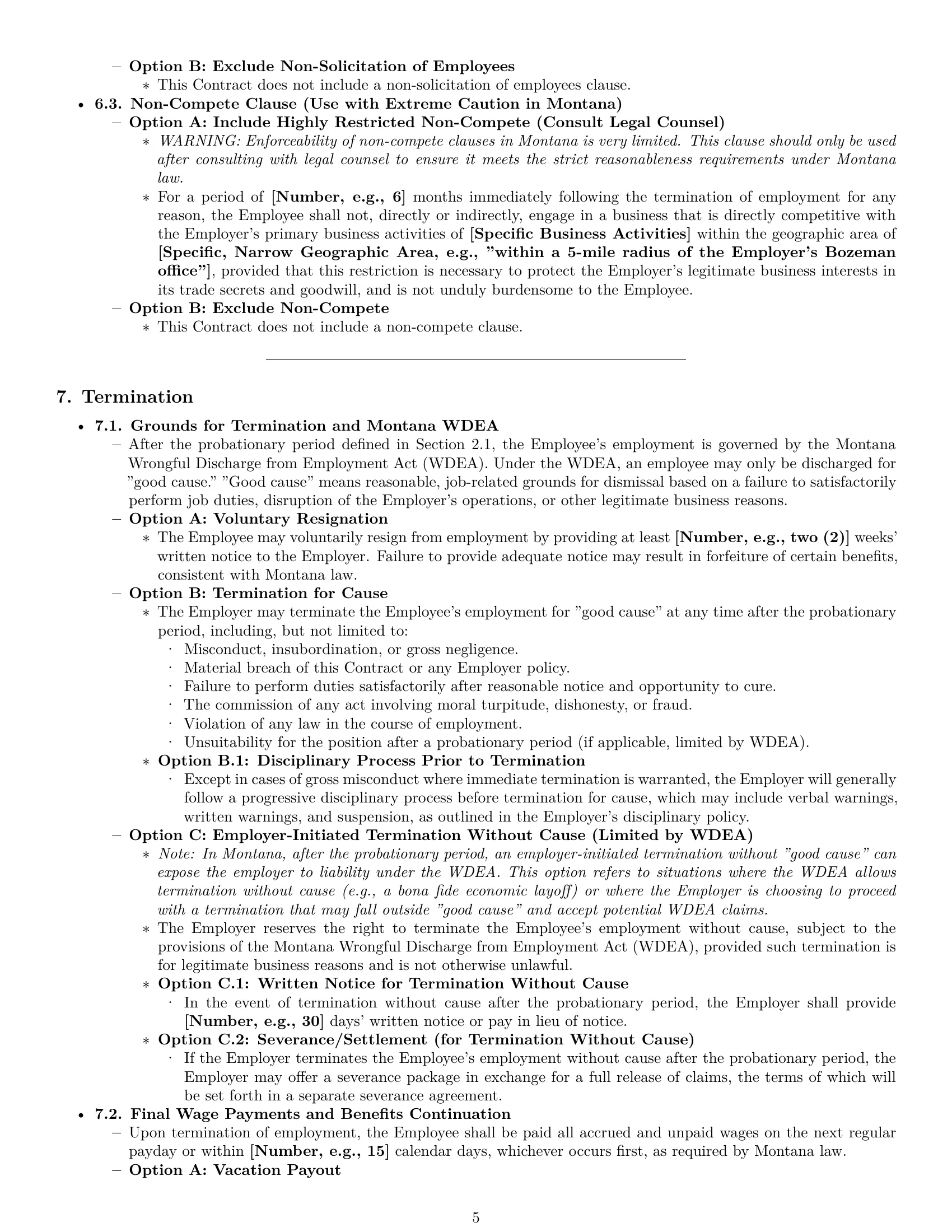 Preview page 5 of Pro Montana employment contract template