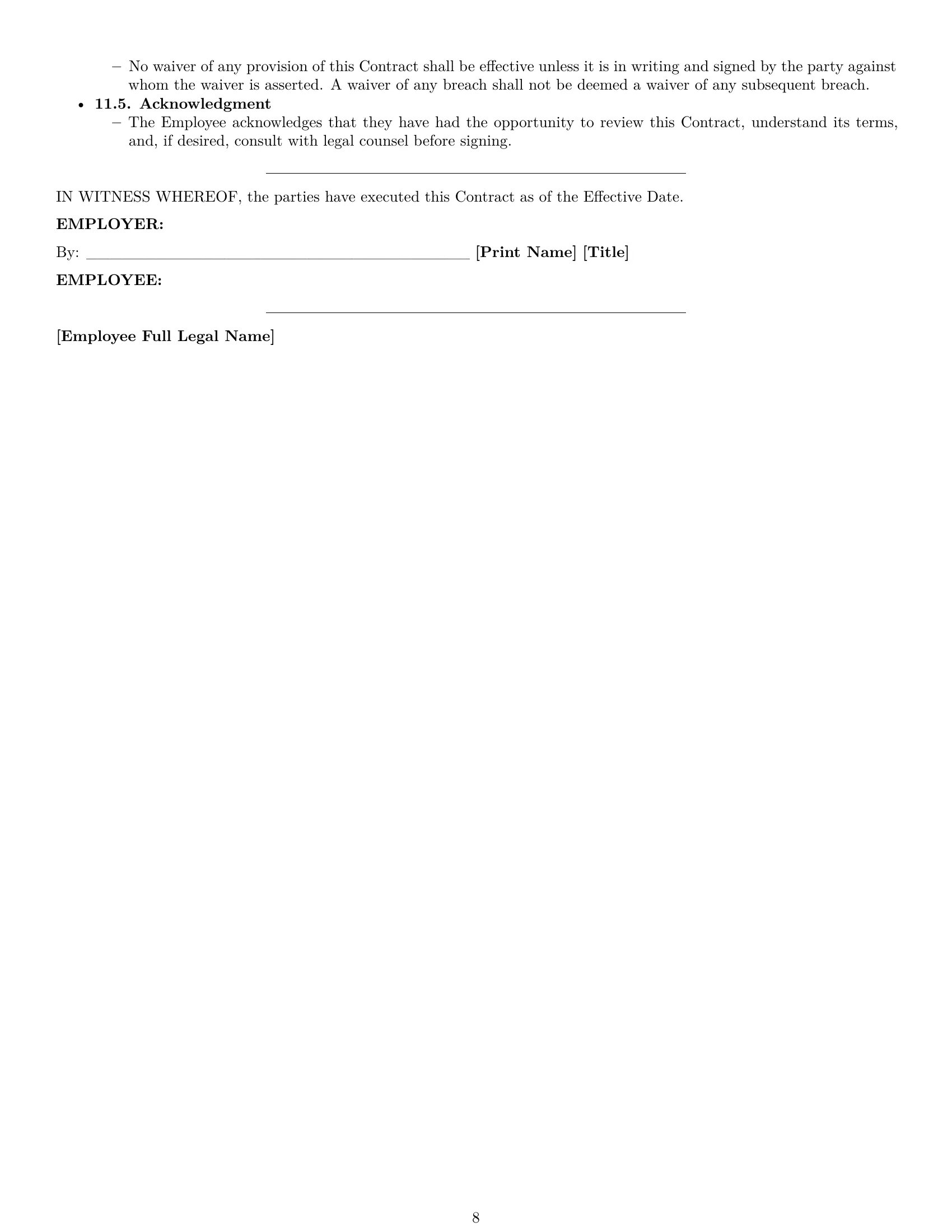Preview page 8 of Pro Montana employment contract template