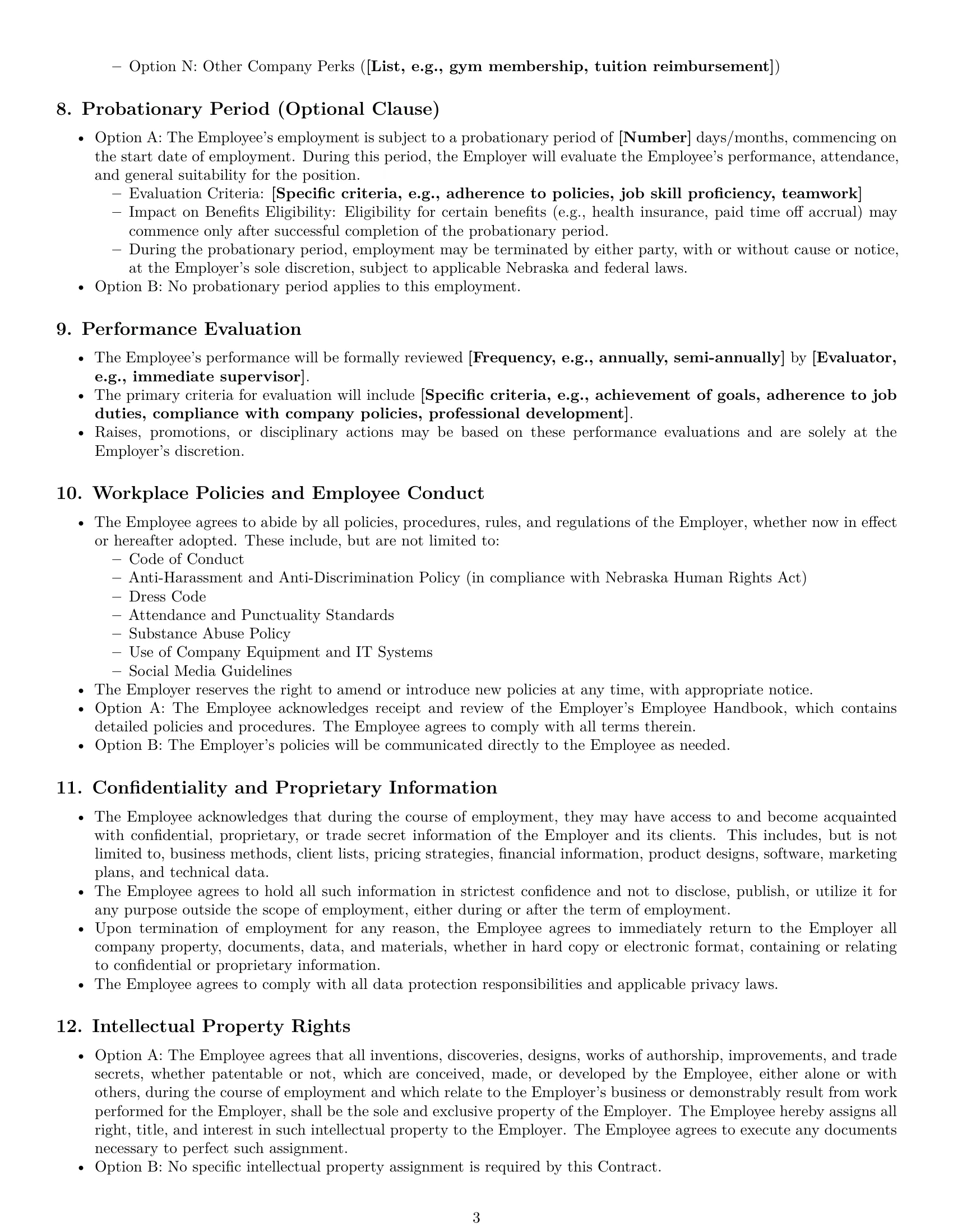 Preview page 3 of Pro Nebraska employment contract template
