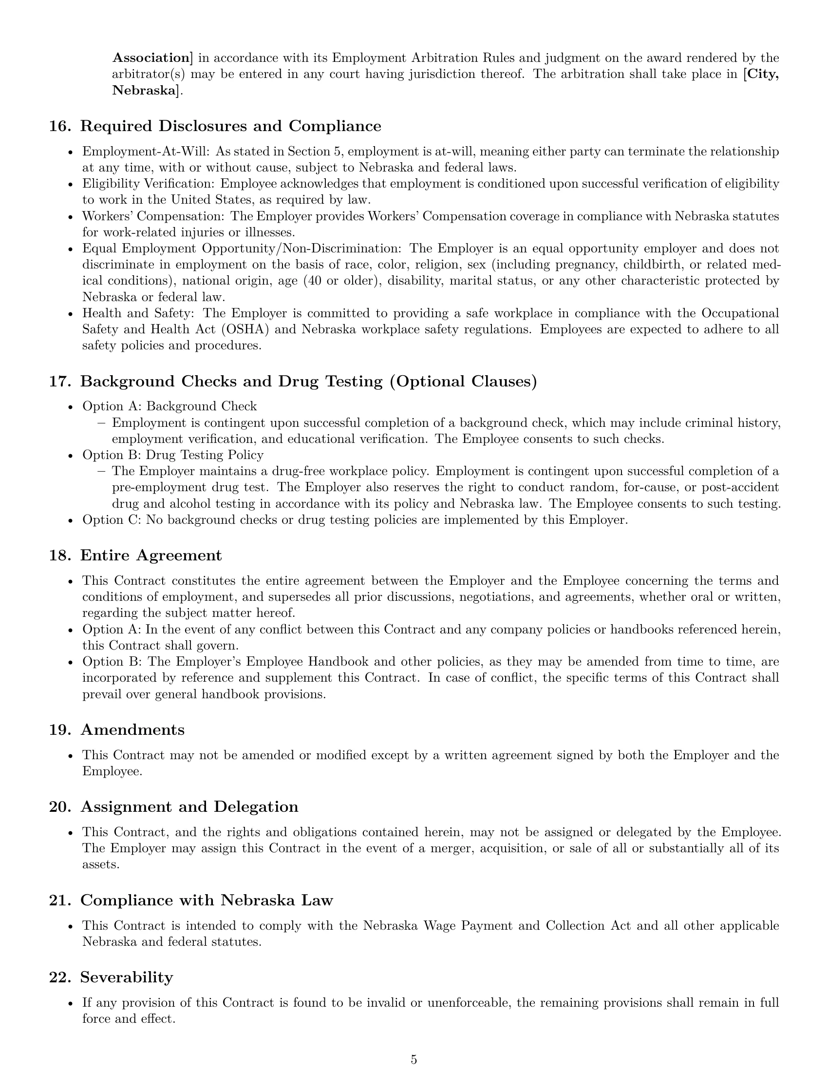 Preview page 5 of Pro Nebraska employment contract template