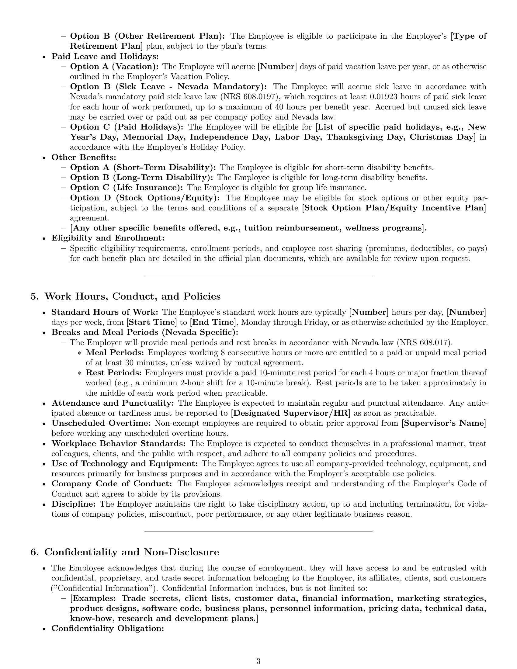 Preview page 3 of Pro Nevada employment contract template