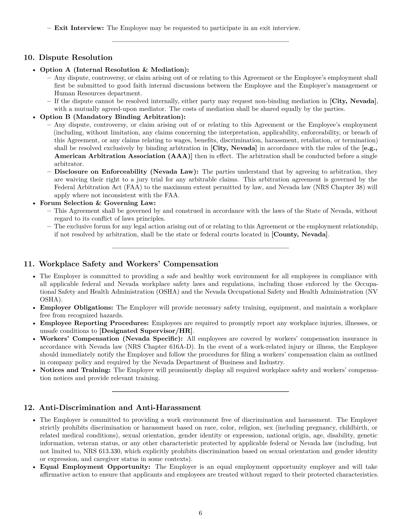 Preview page 6 of Pro Nevada employment contract template