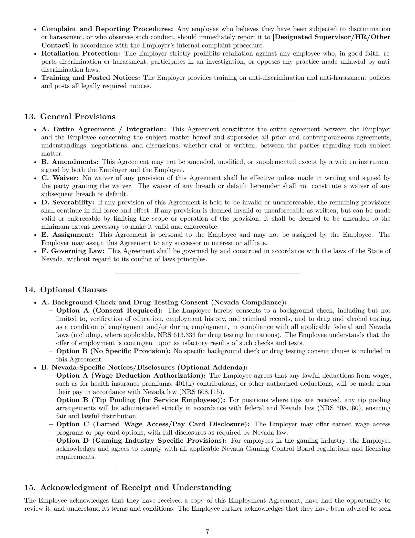 Preview page 7 of Pro Nevada employment contract template