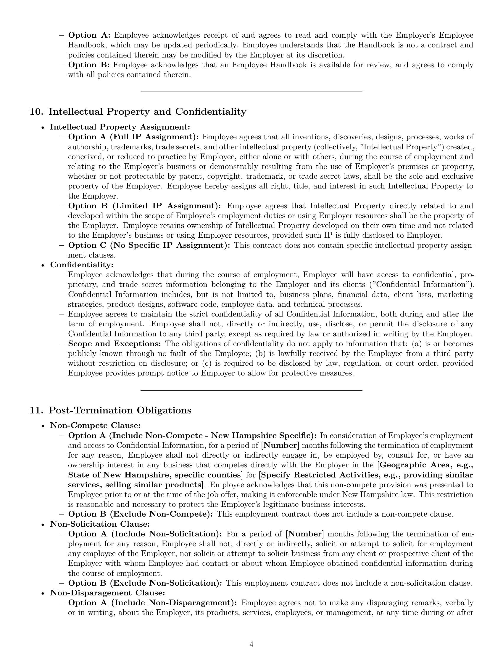 Preview page 4 of Pro New Hampshire employment contract template