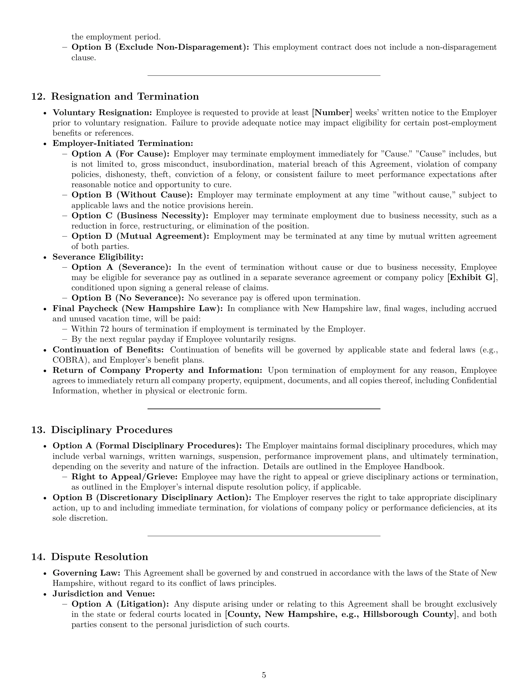 Preview page 5 of Pro New Hampshire employment contract template