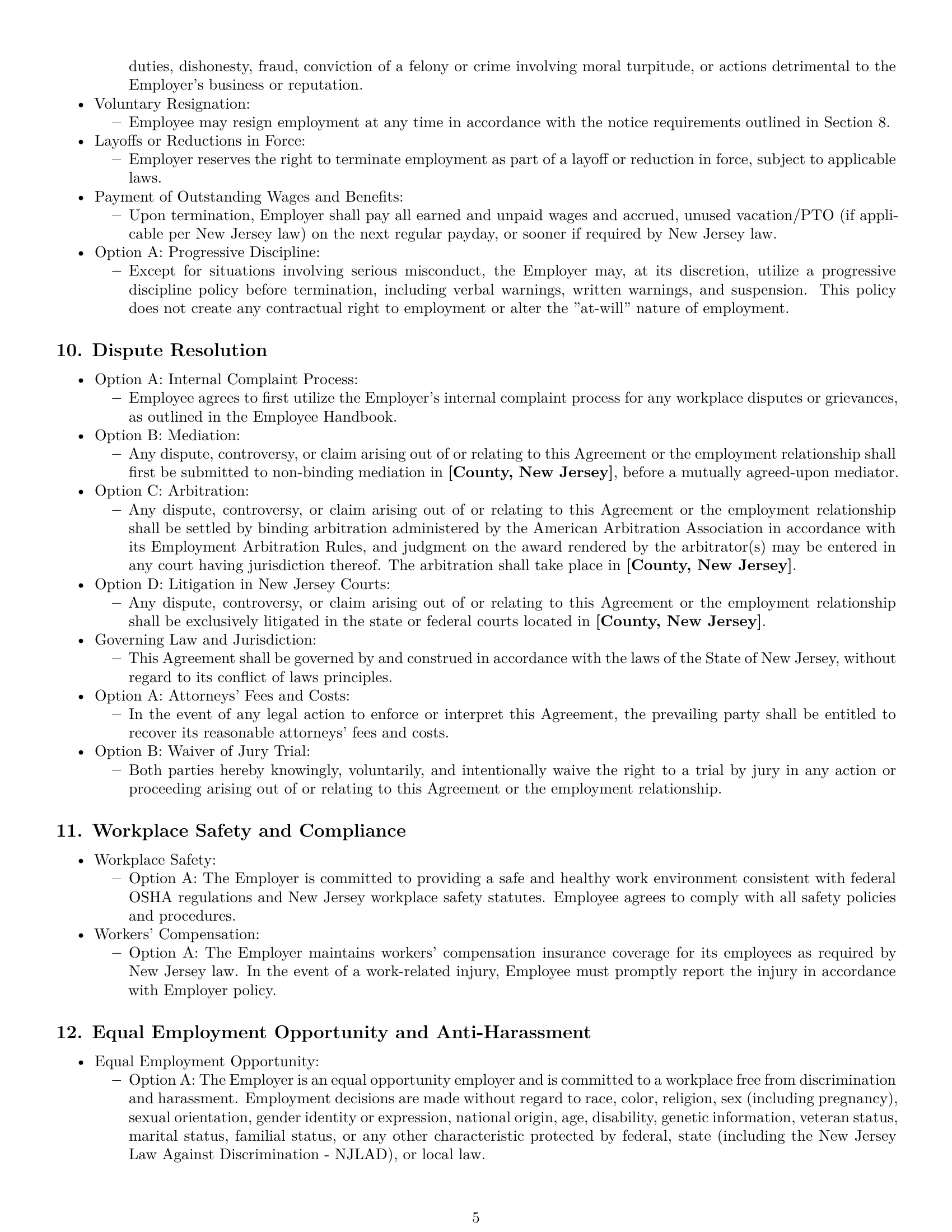 Preview page 5 of Pro New Jersey employment contract template