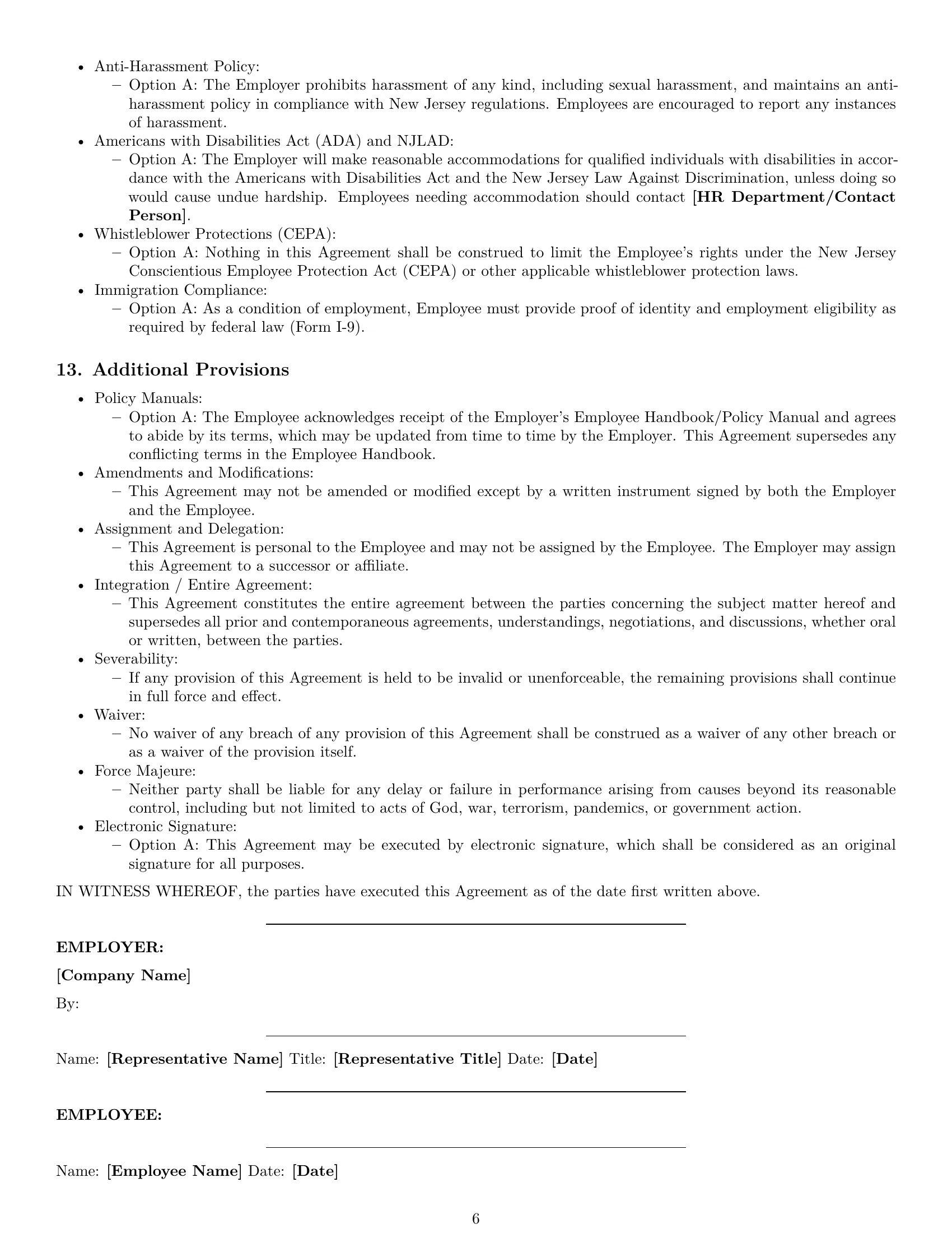 Preview page 6 of Pro New Jersey employment contract template