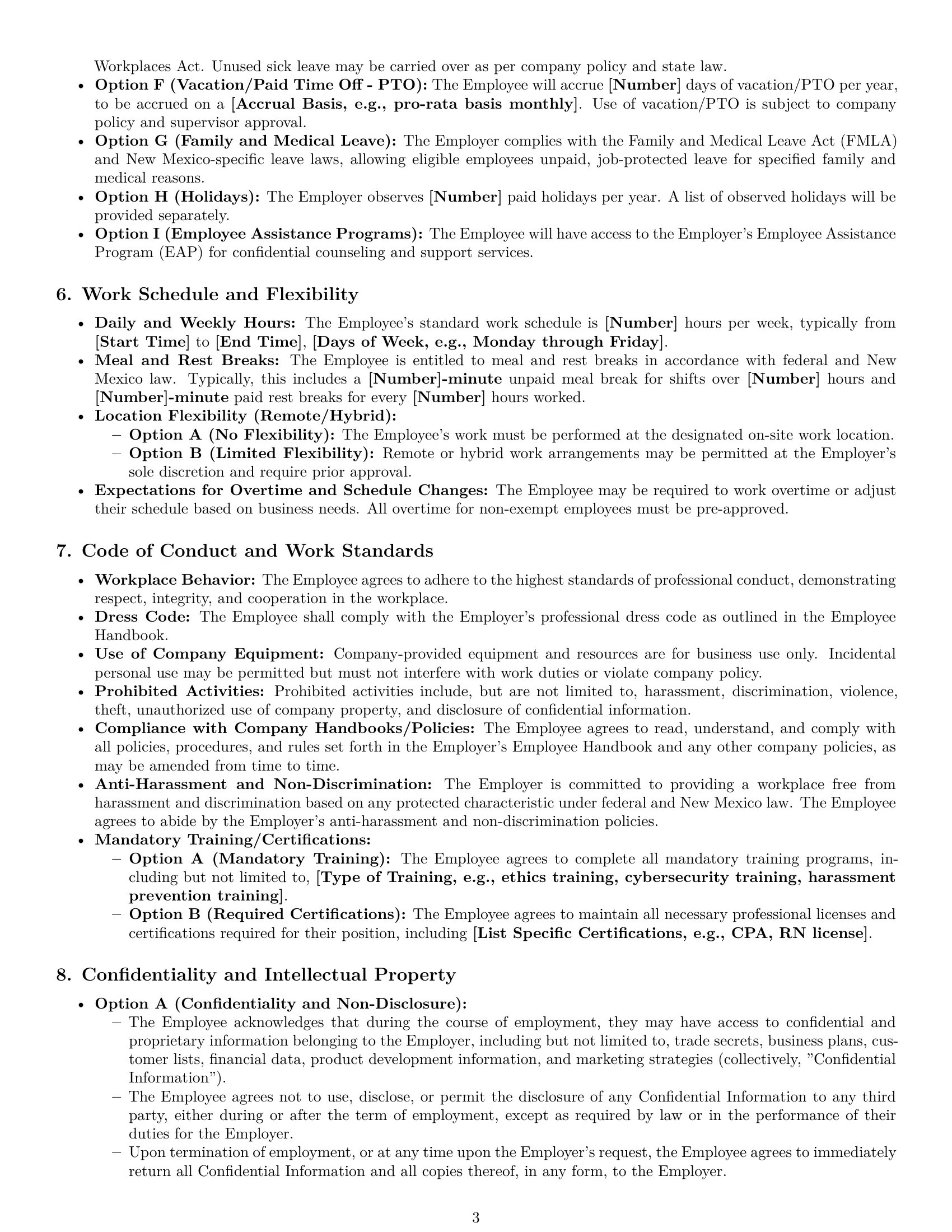 Preview page 3 of Pro New Mexico employment contract template