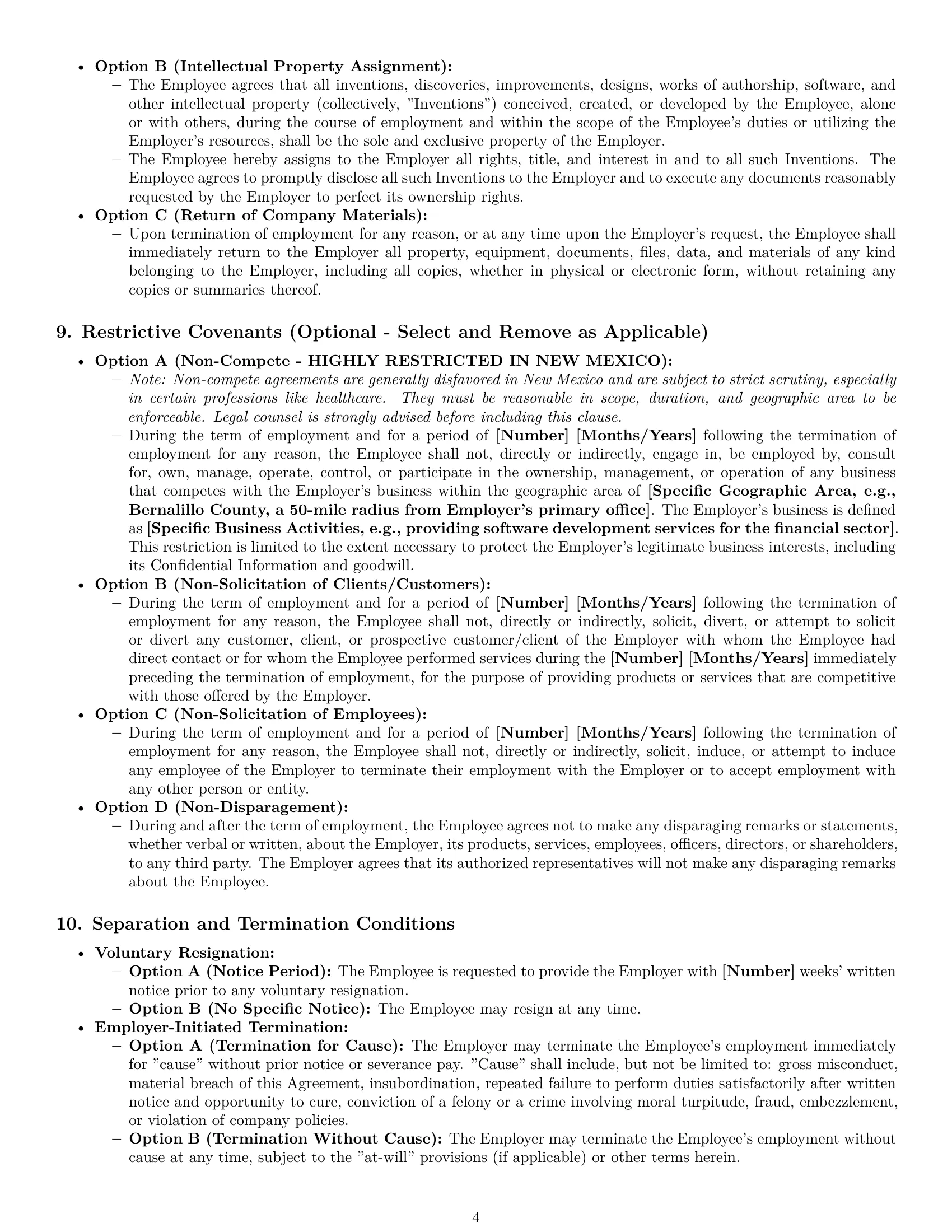 Preview page 4 of Pro New Mexico employment contract template