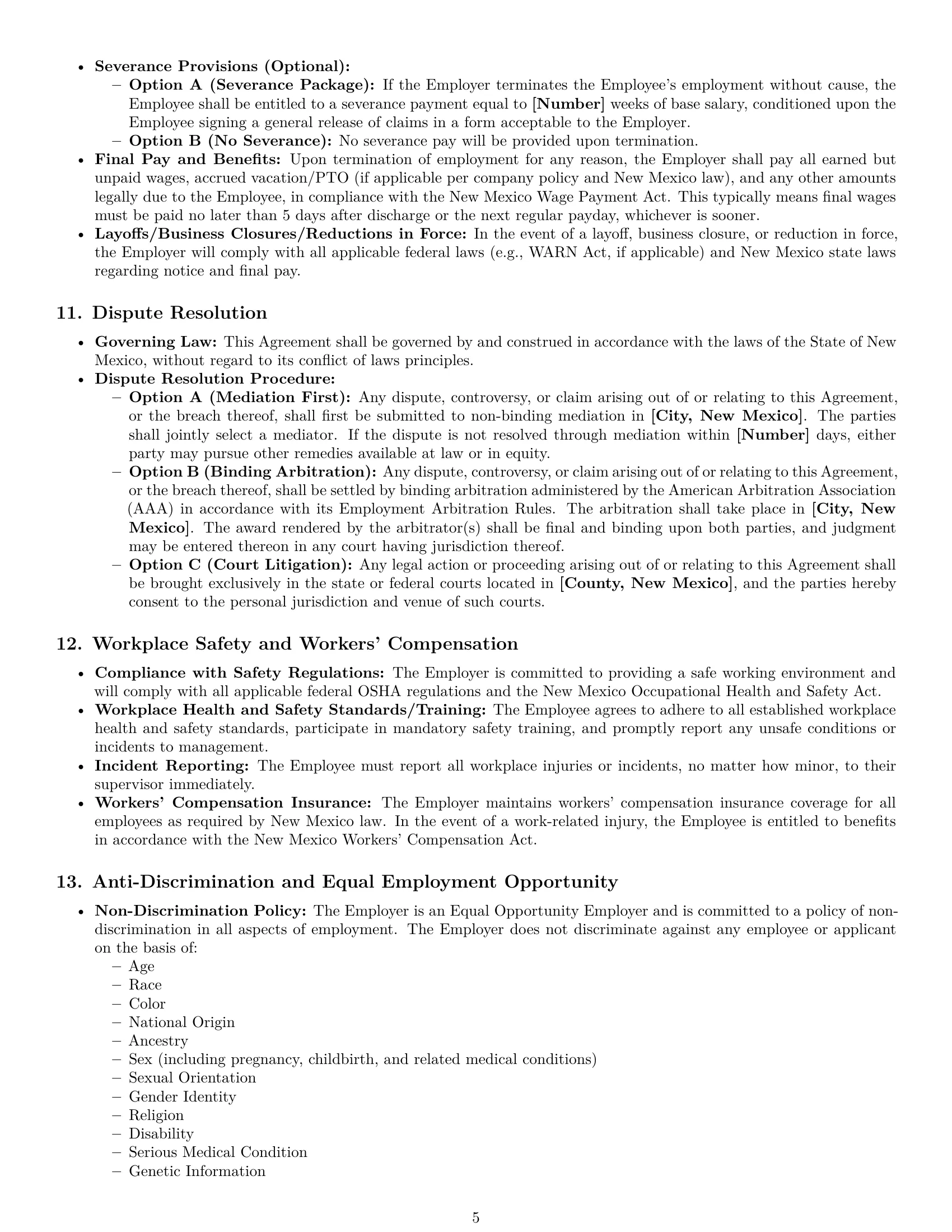 Preview page 5 of Pro New Mexico employment contract template