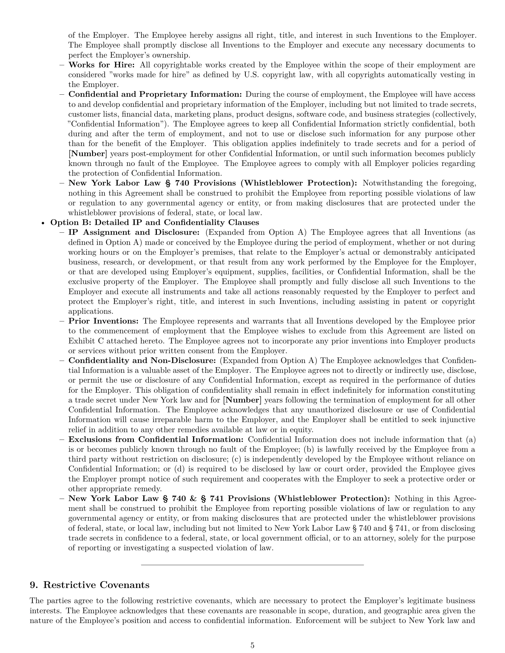 Preview page 5 of Pro New York employment contract template