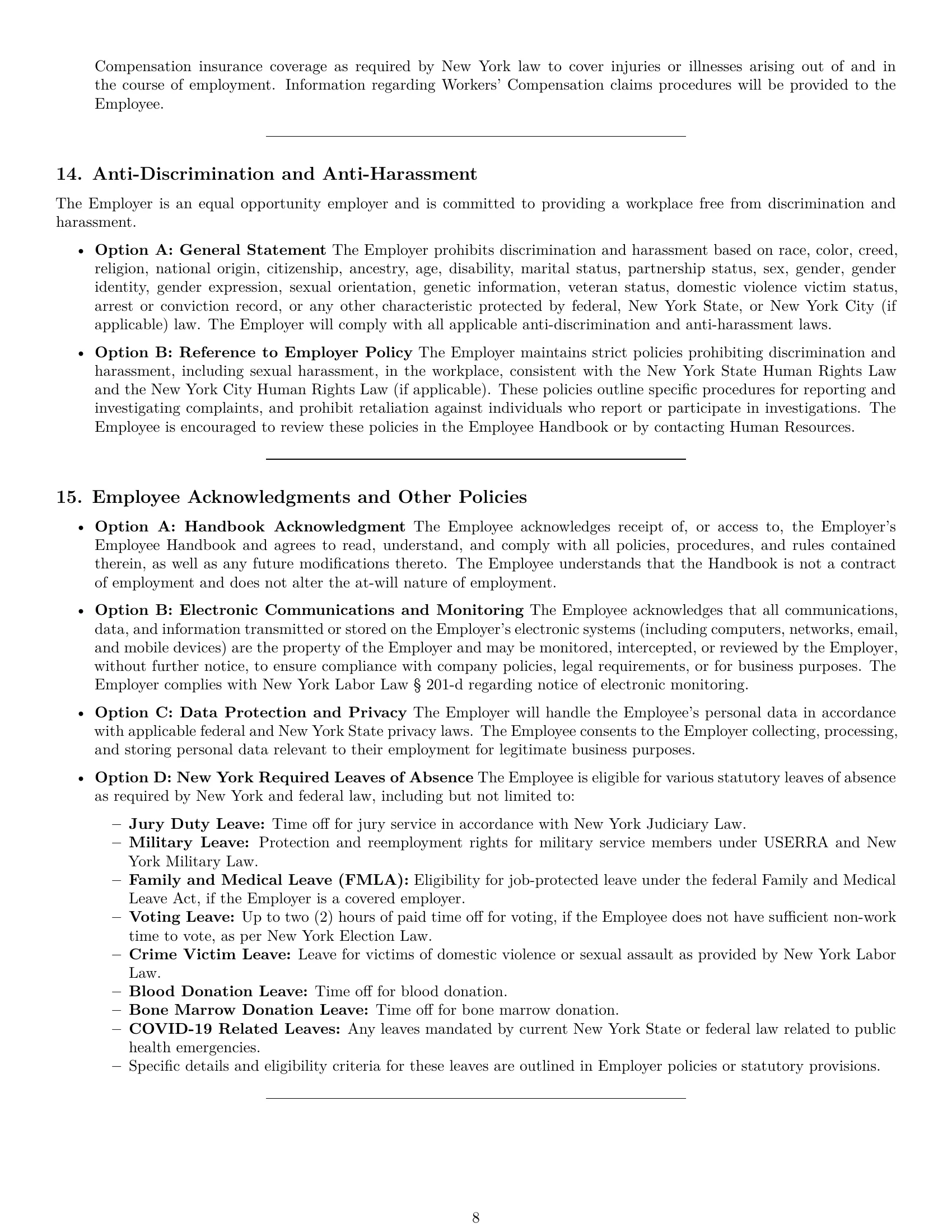 Preview page 8 of Pro New York employment contract template