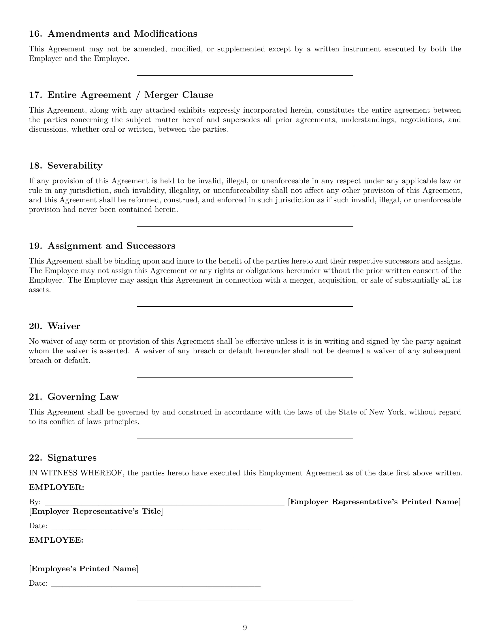 Preview page 9 of Pro New York employment contract template