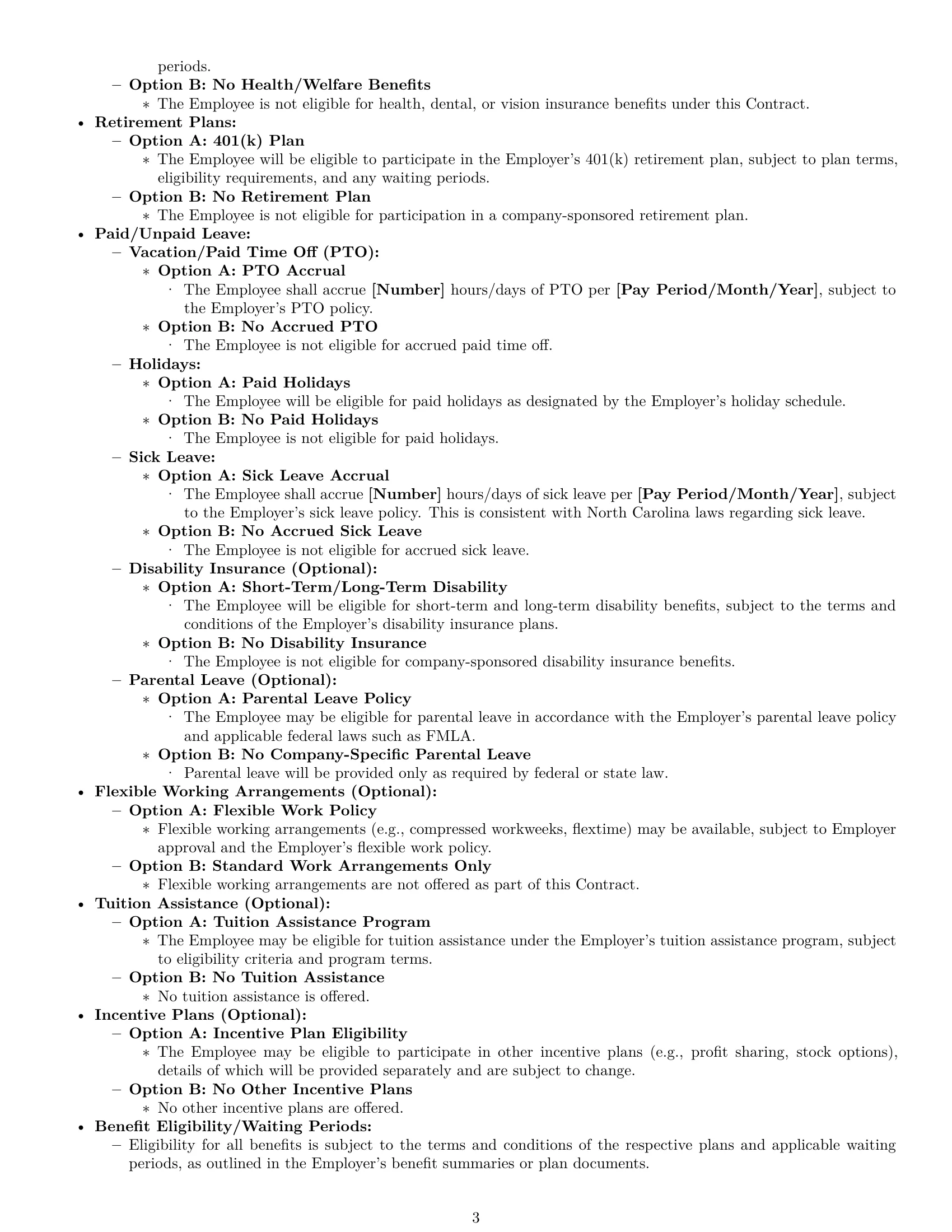 Preview page 3 of Pro North Carolina employment contract template