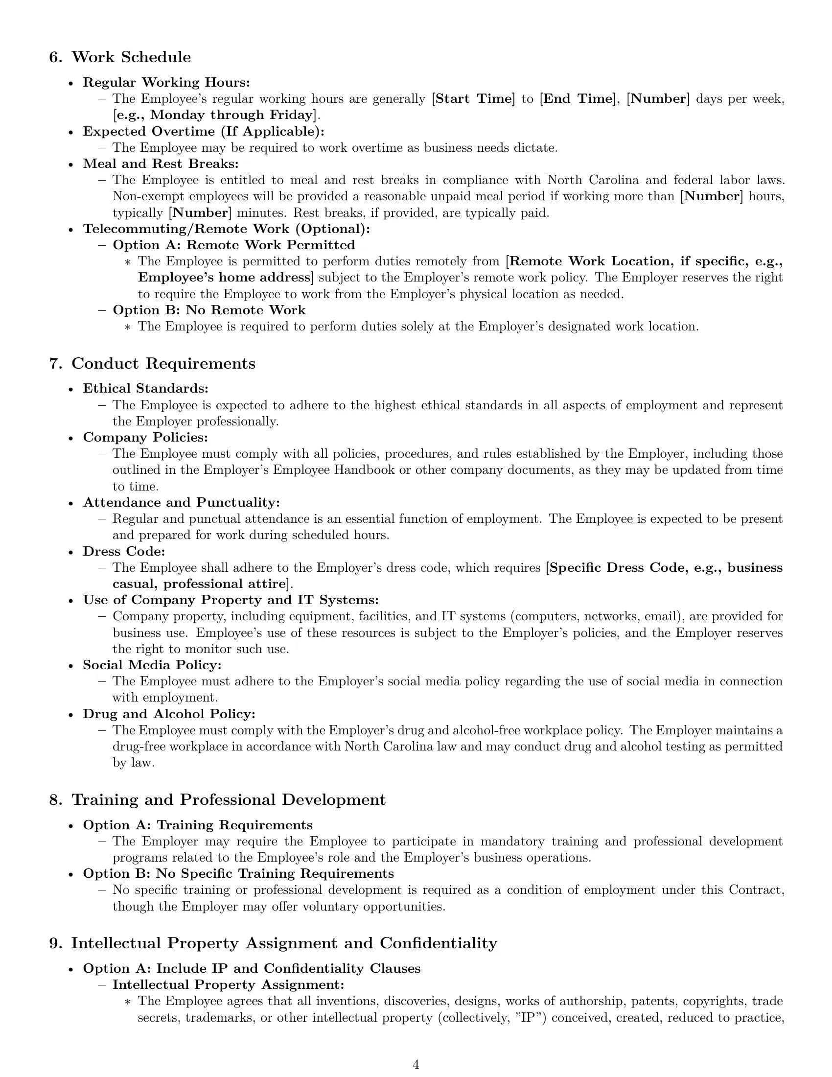 Preview page 4 of Pro North Carolina employment contract template