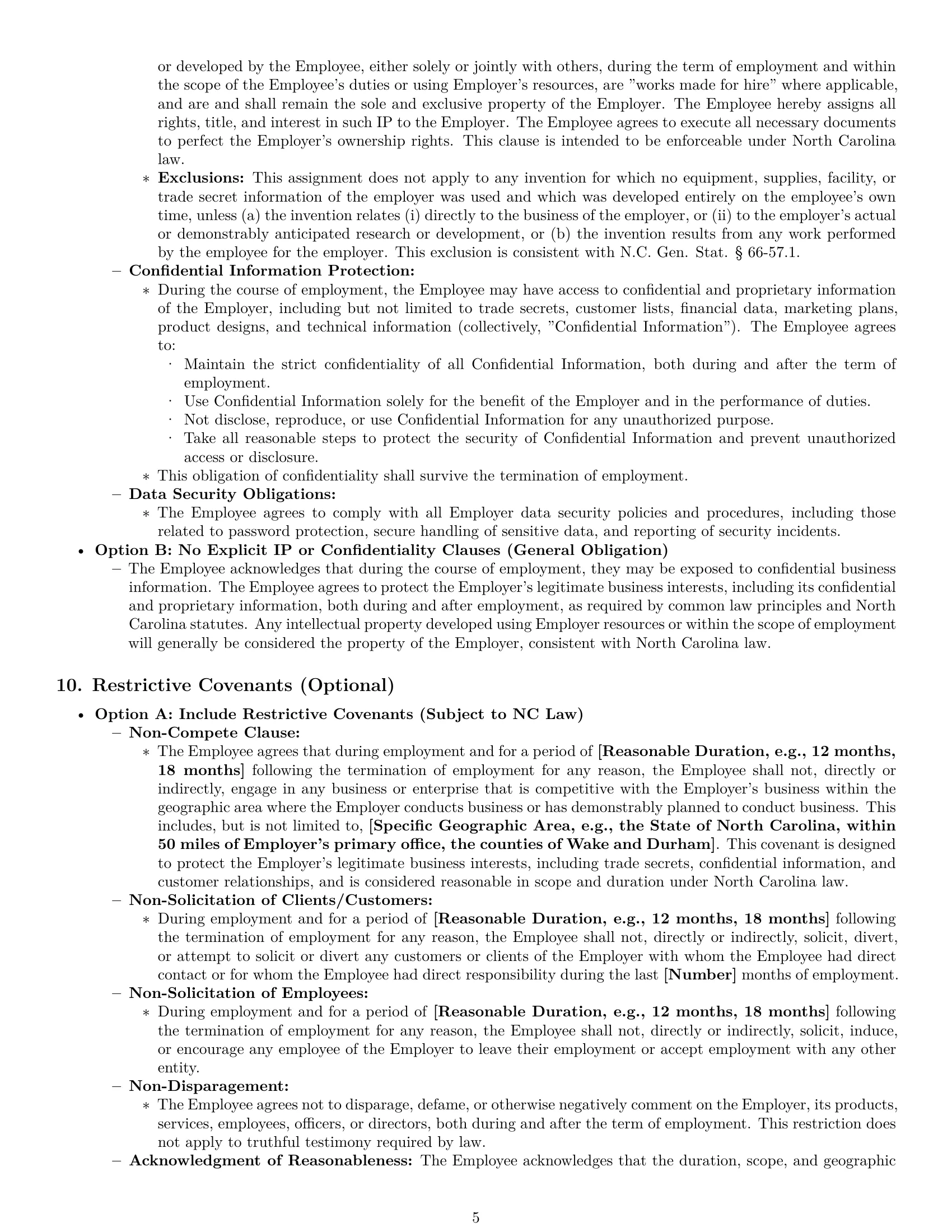 Preview page 5 of Pro North Carolina employment contract template