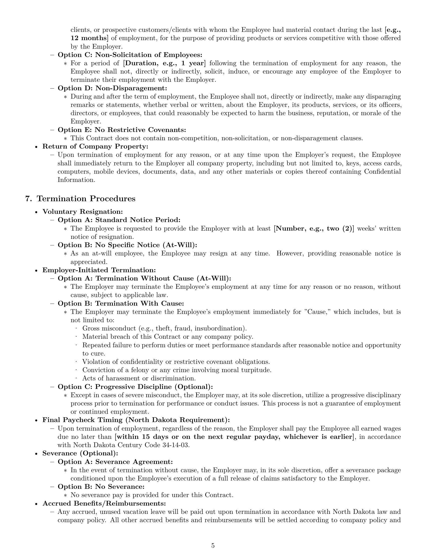 Preview page 5 of Pro North Dakota employment contract template