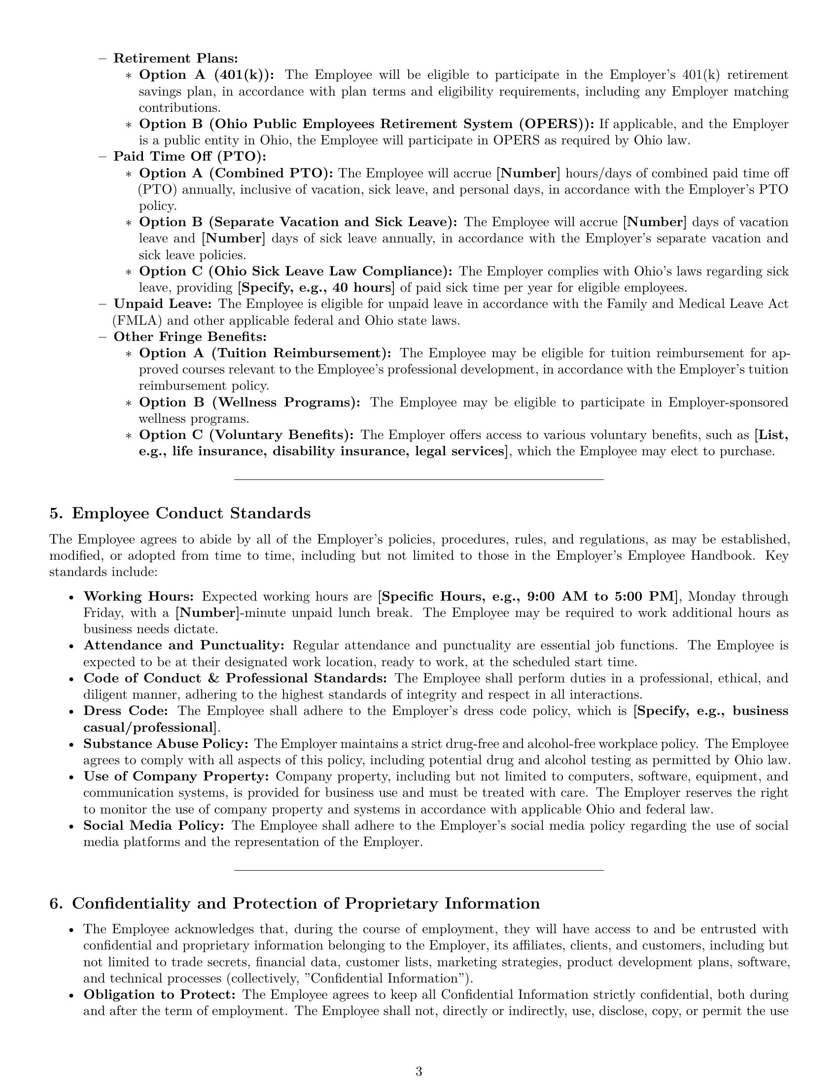 Preview page 3 of Pro Ohio employment contract template