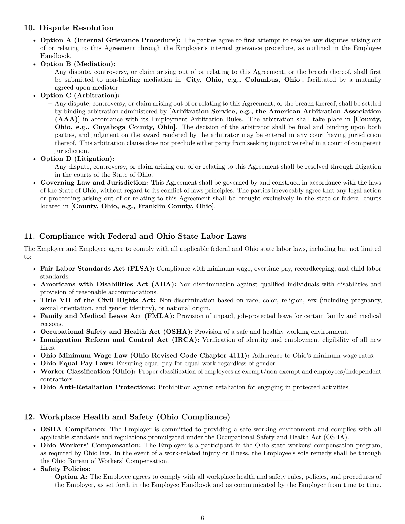 Preview page 6 of Pro Ohio employment contract template