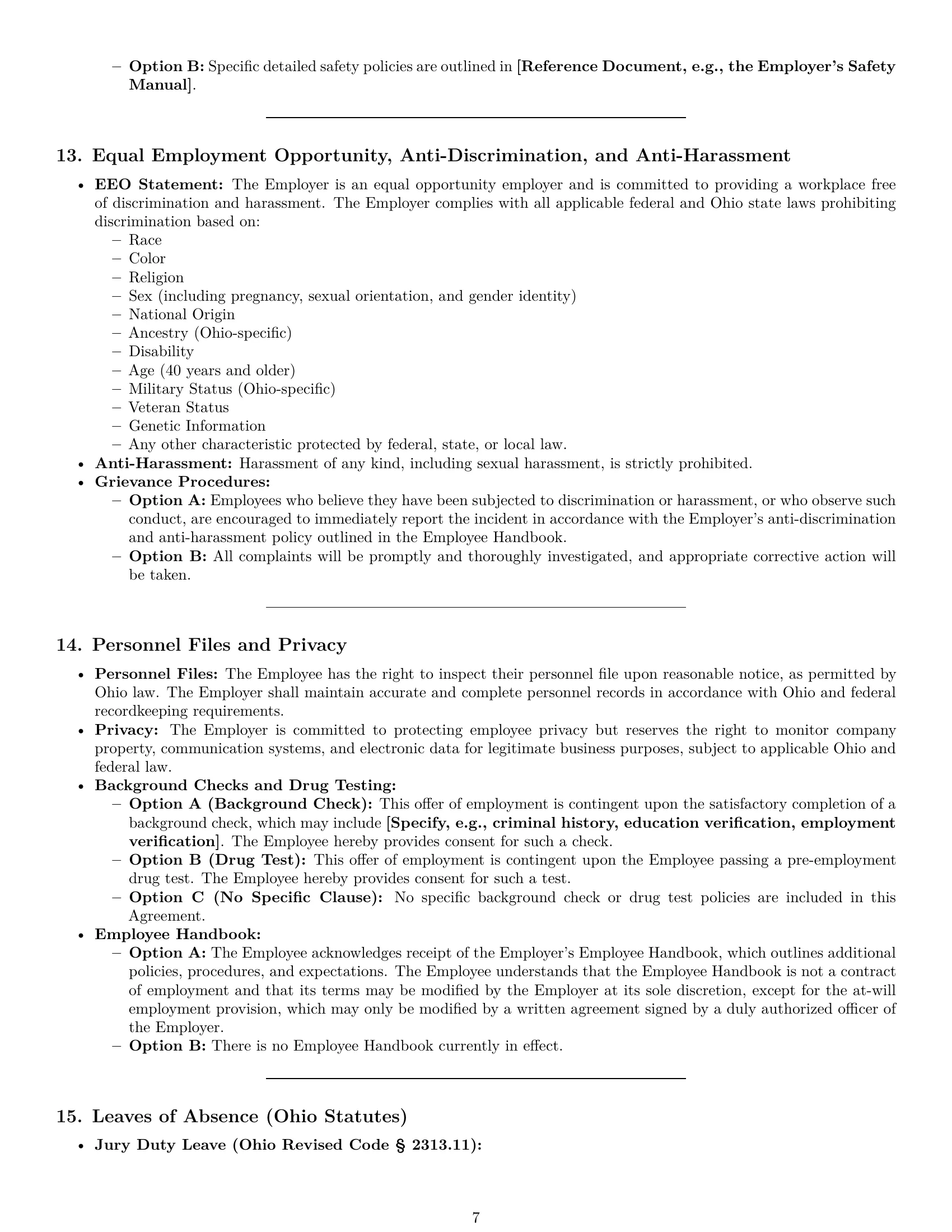 Preview page 7 of Pro Ohio employment contract template